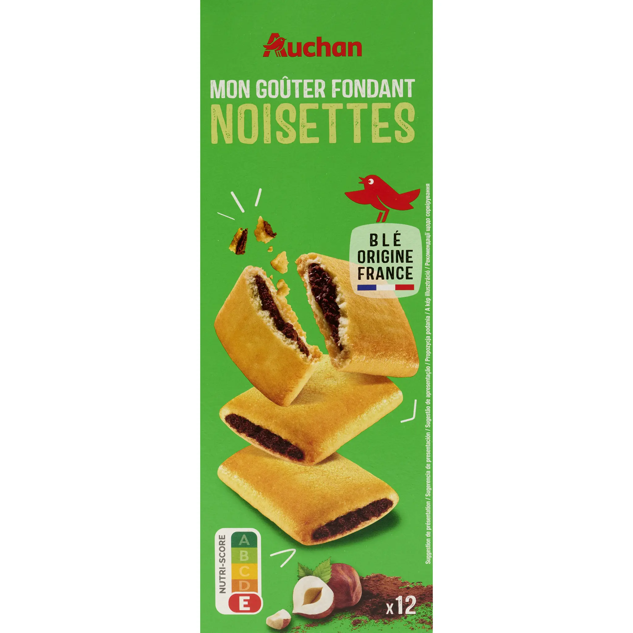 AUCHAN Goûters fondants fourrés à la noisette