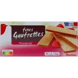 AUCHAN Fines gaufrettes saveur framboise sachets fraîcheur