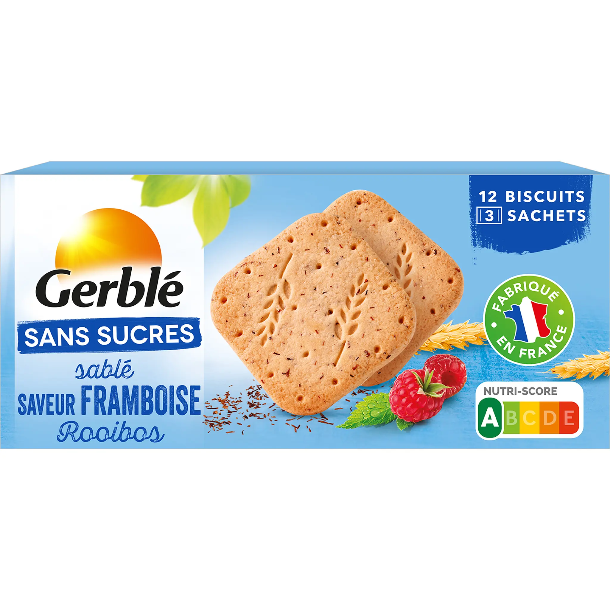 GERBLE Biscuits sabléa saveur framboise rooibos sans sucres sachets fraîcheur