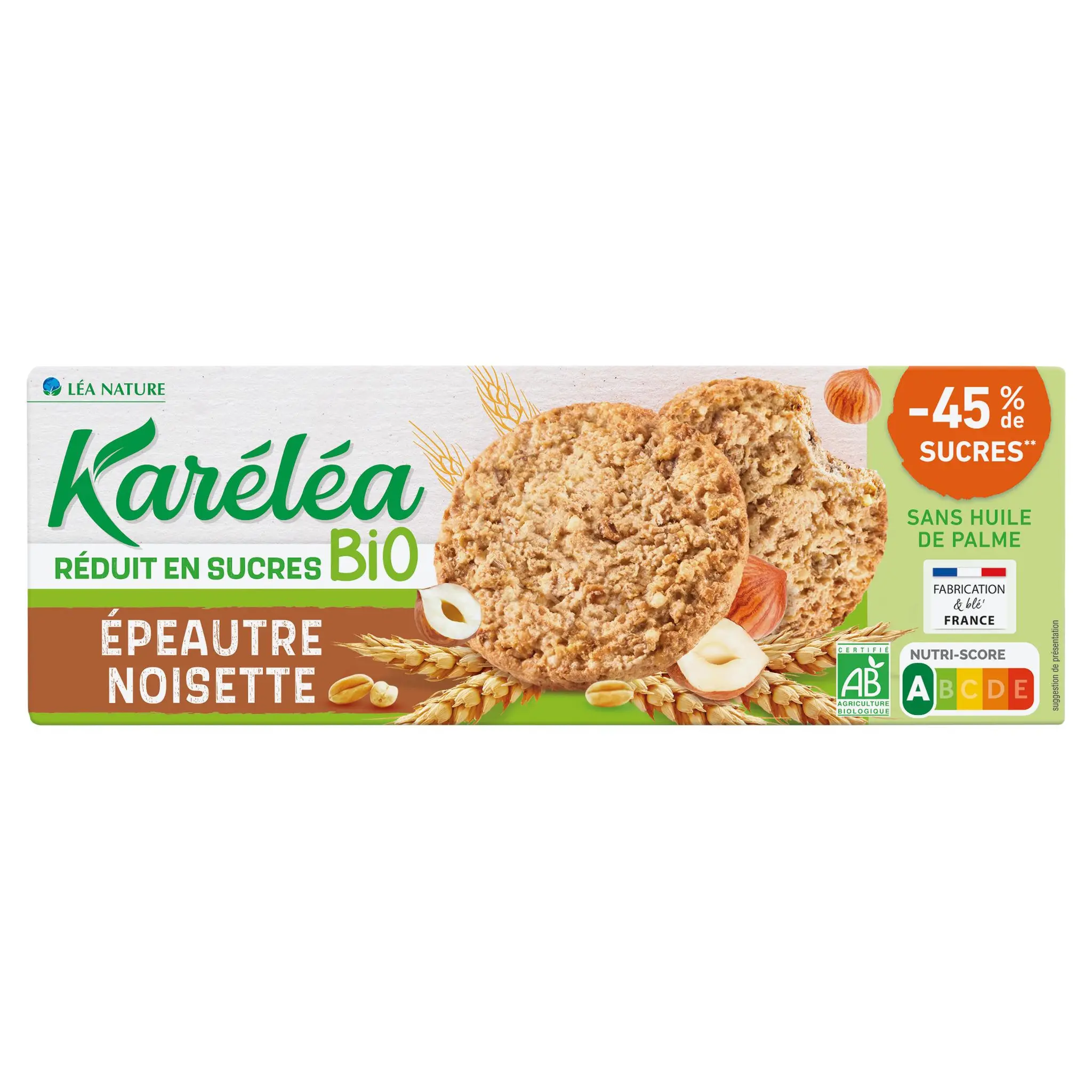 KARELEA Biscuits sablés épeautre noisette bio réduits en sucre