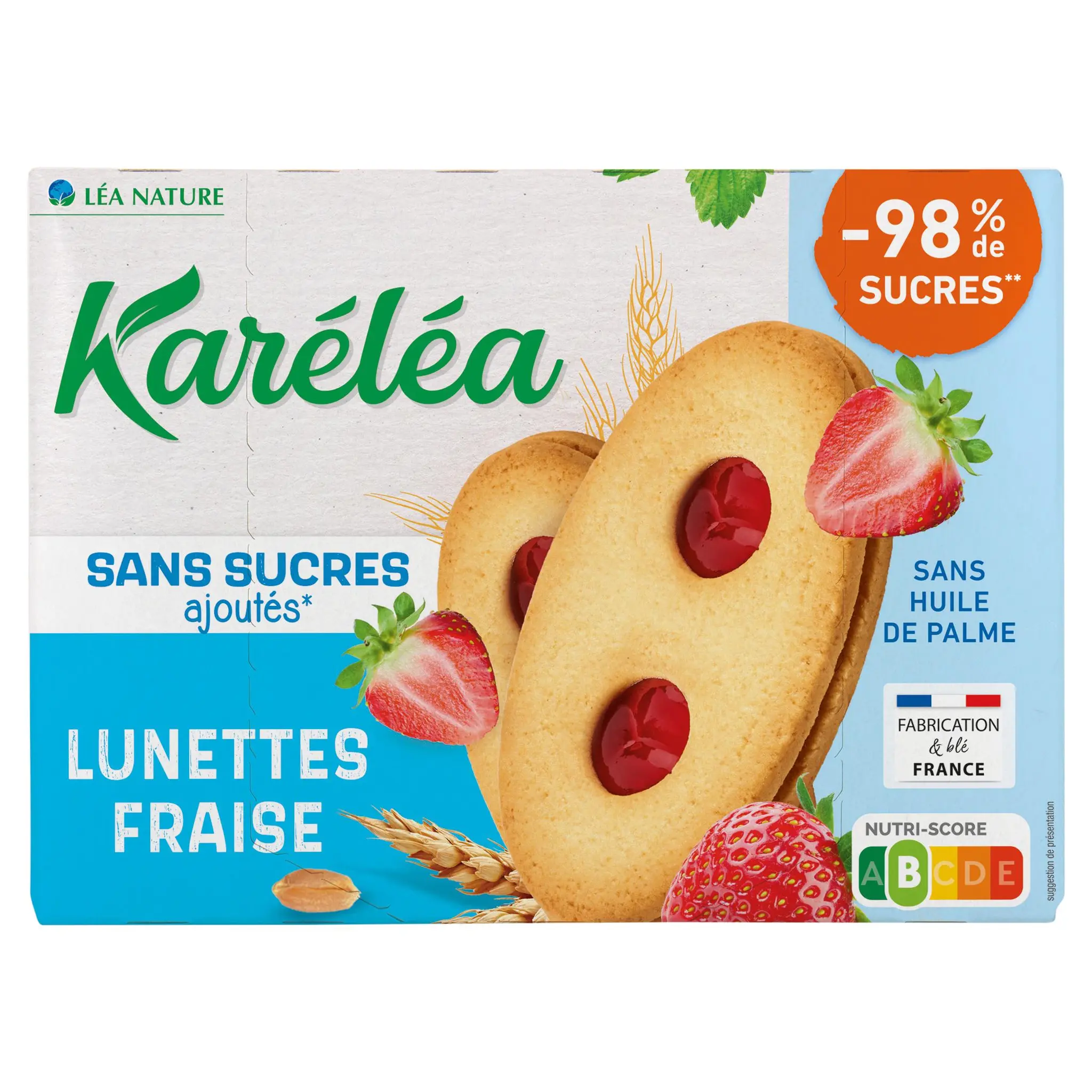 KARELEA Biscuits lunettes fraise sans sucres ajoutés sans huile de palme