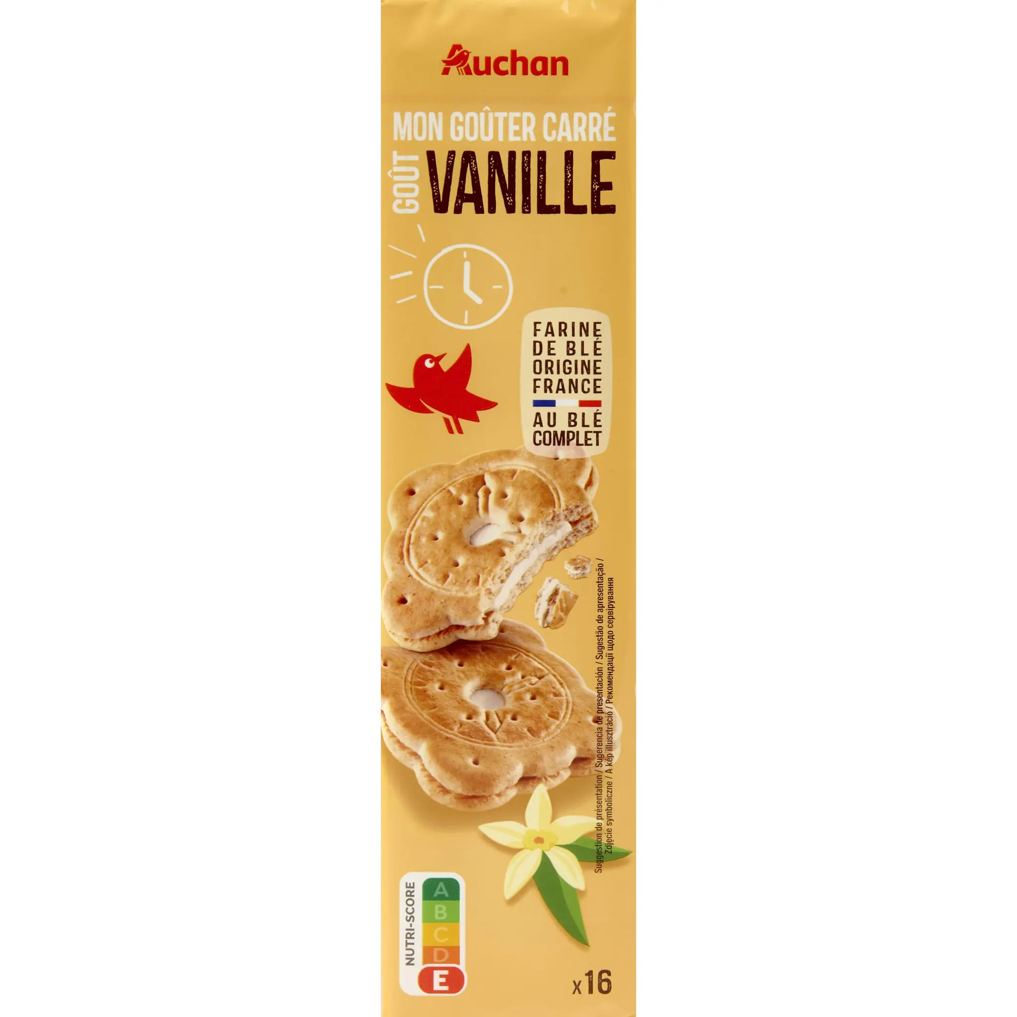 AUCHAN Mon Goûter carré Biscuits goût vanille