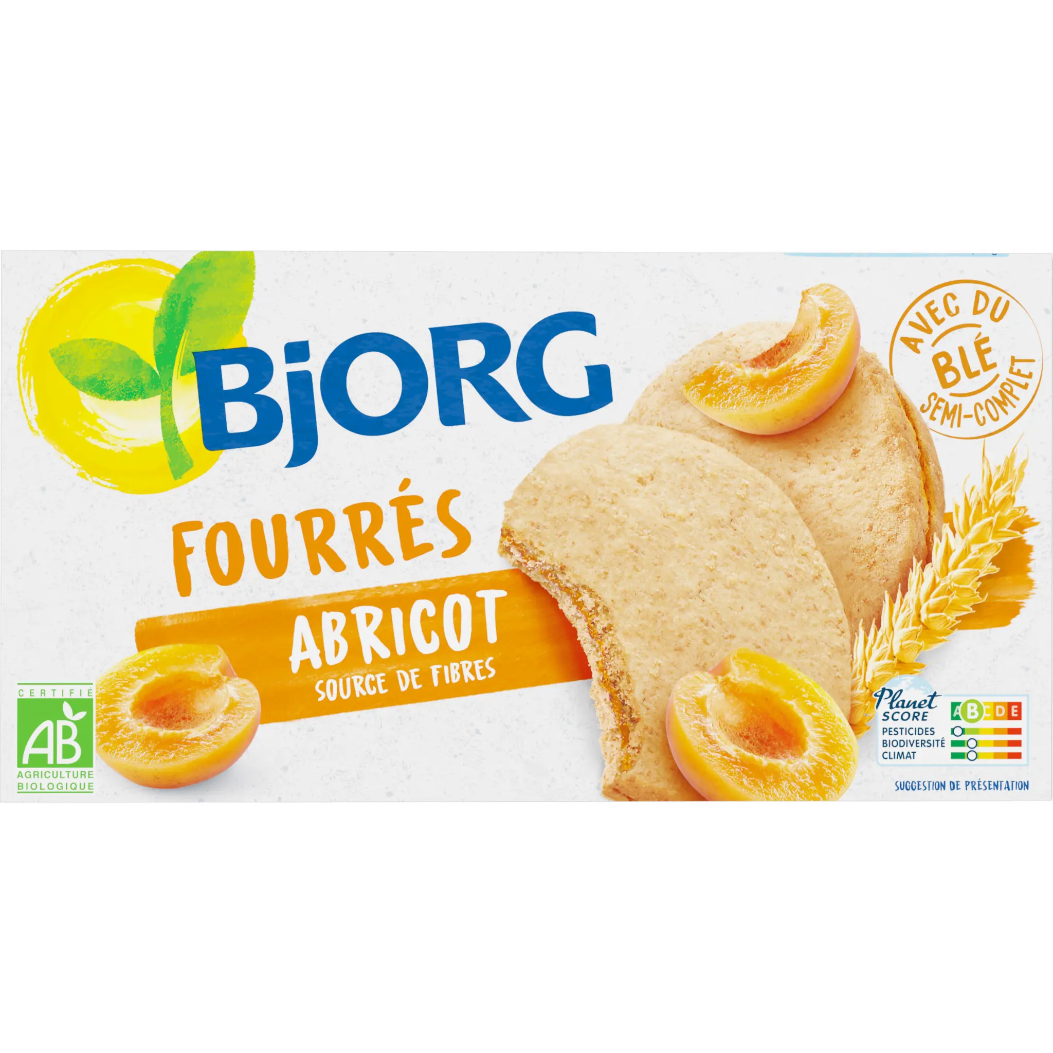 BJORG Bicuits bio fourrés à l'abricot, sans huile de palme