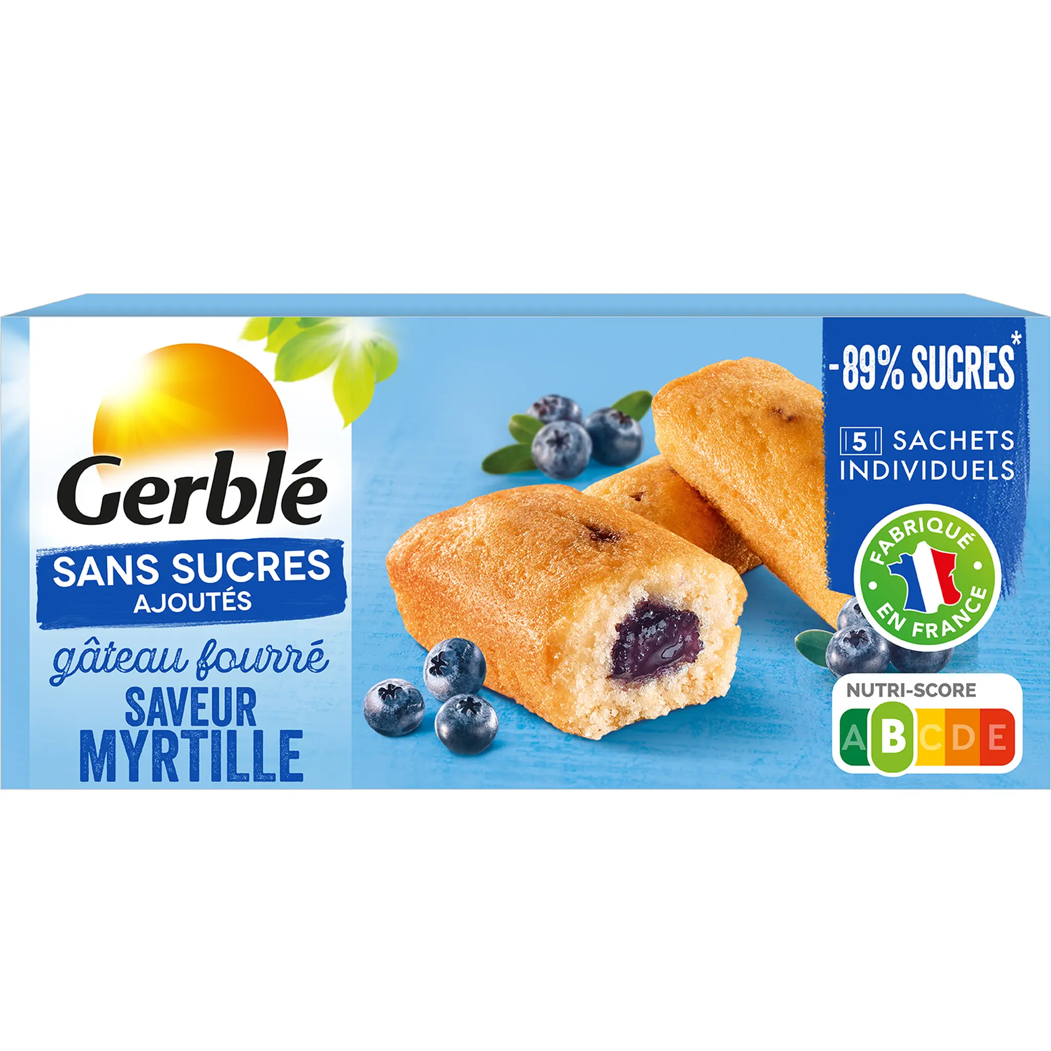 GERBLE Gâteau fourré saveur myrtille sans sucres ajoutés