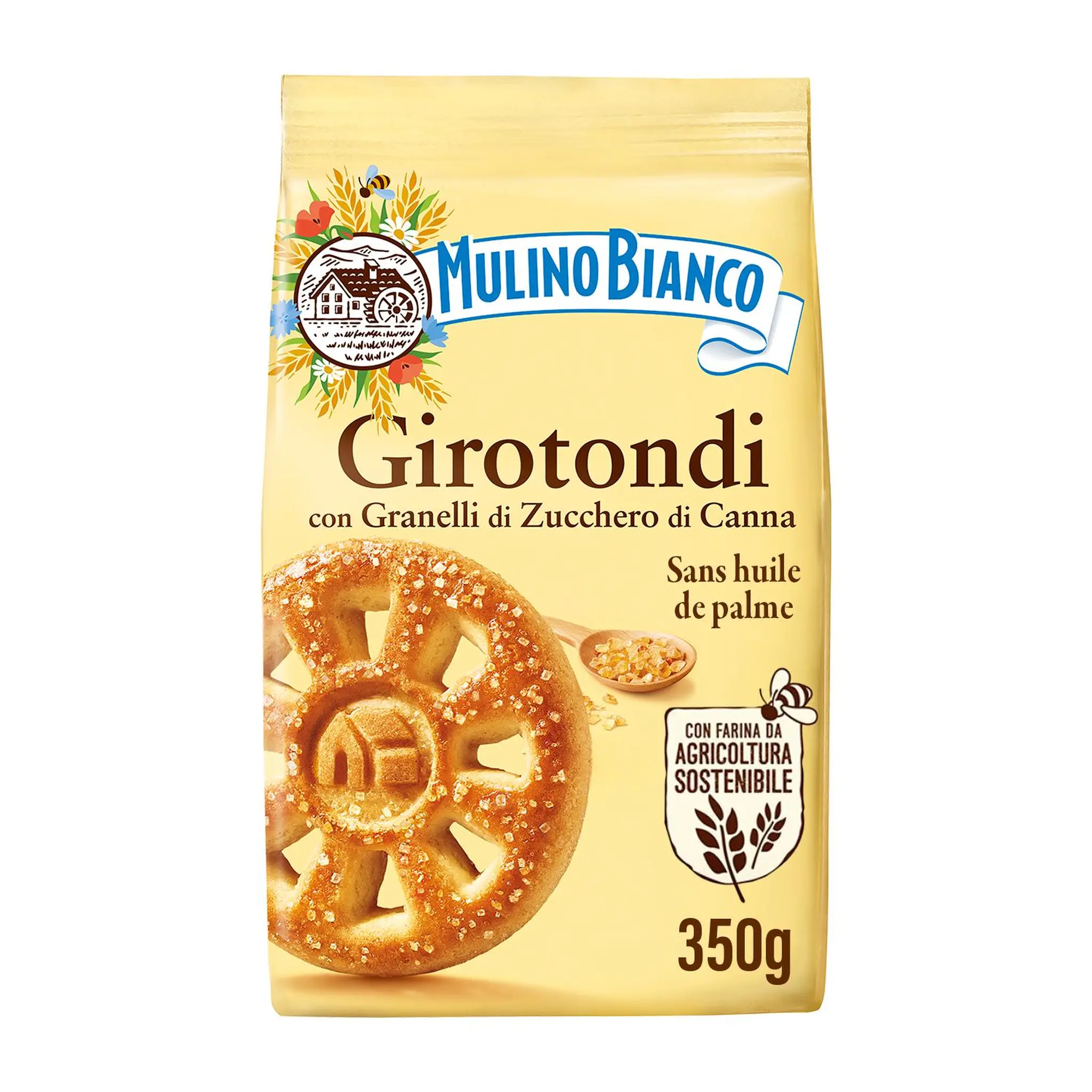 MULINO BIANCO Biscuits sablés Girotondi parsemés de grains de sucre de canne ambrée