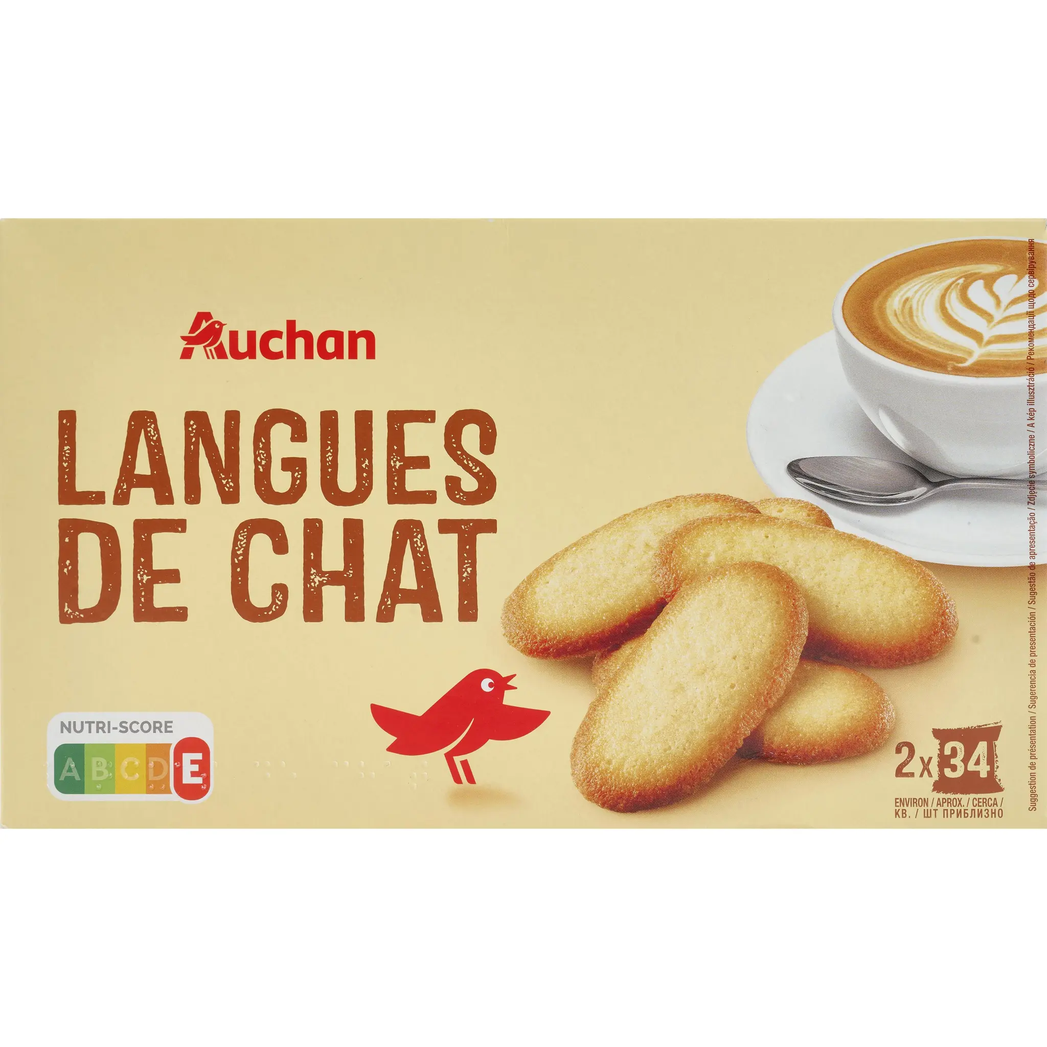 AUCHAN Langues de chat dégustation sachets fraîcheur