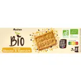 AUCHAN BIO CULTIVONS LE BON Biscuits épeautre sésame, sachets fraîcheur