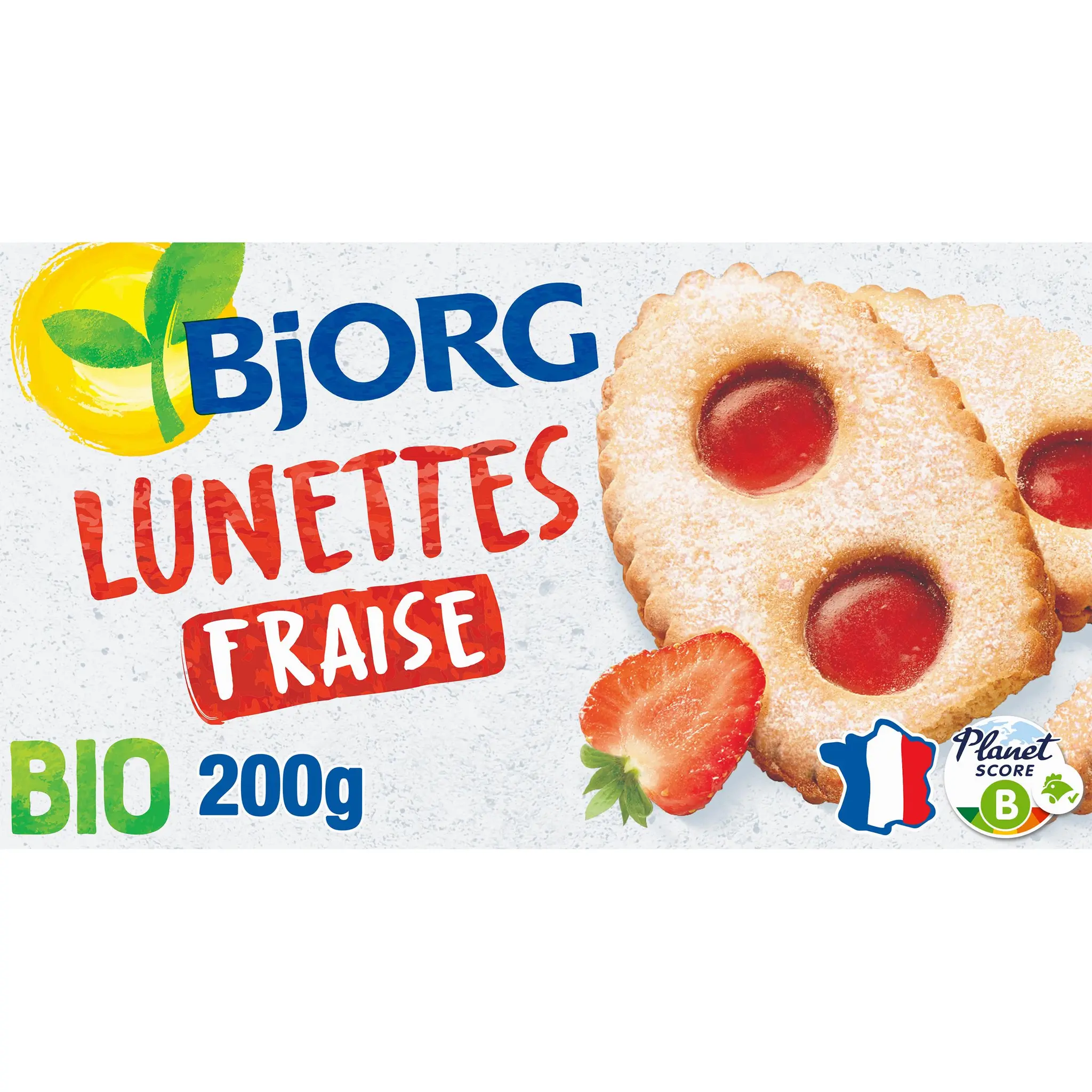 BJORG Biscuits lunettes à la fraise bio sans huile de palme