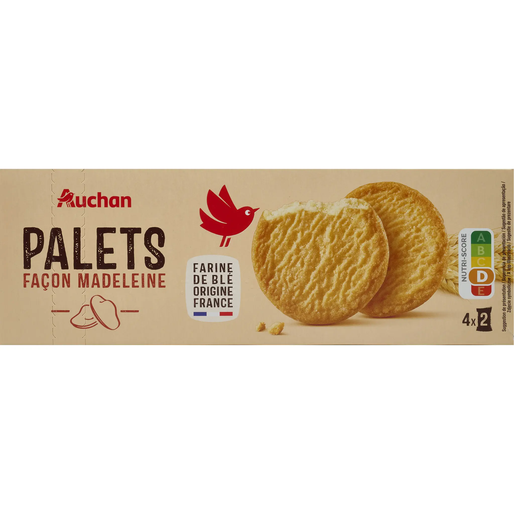 AUCHAN Palets biscuits recette à la madeleine sachets fraîcheur