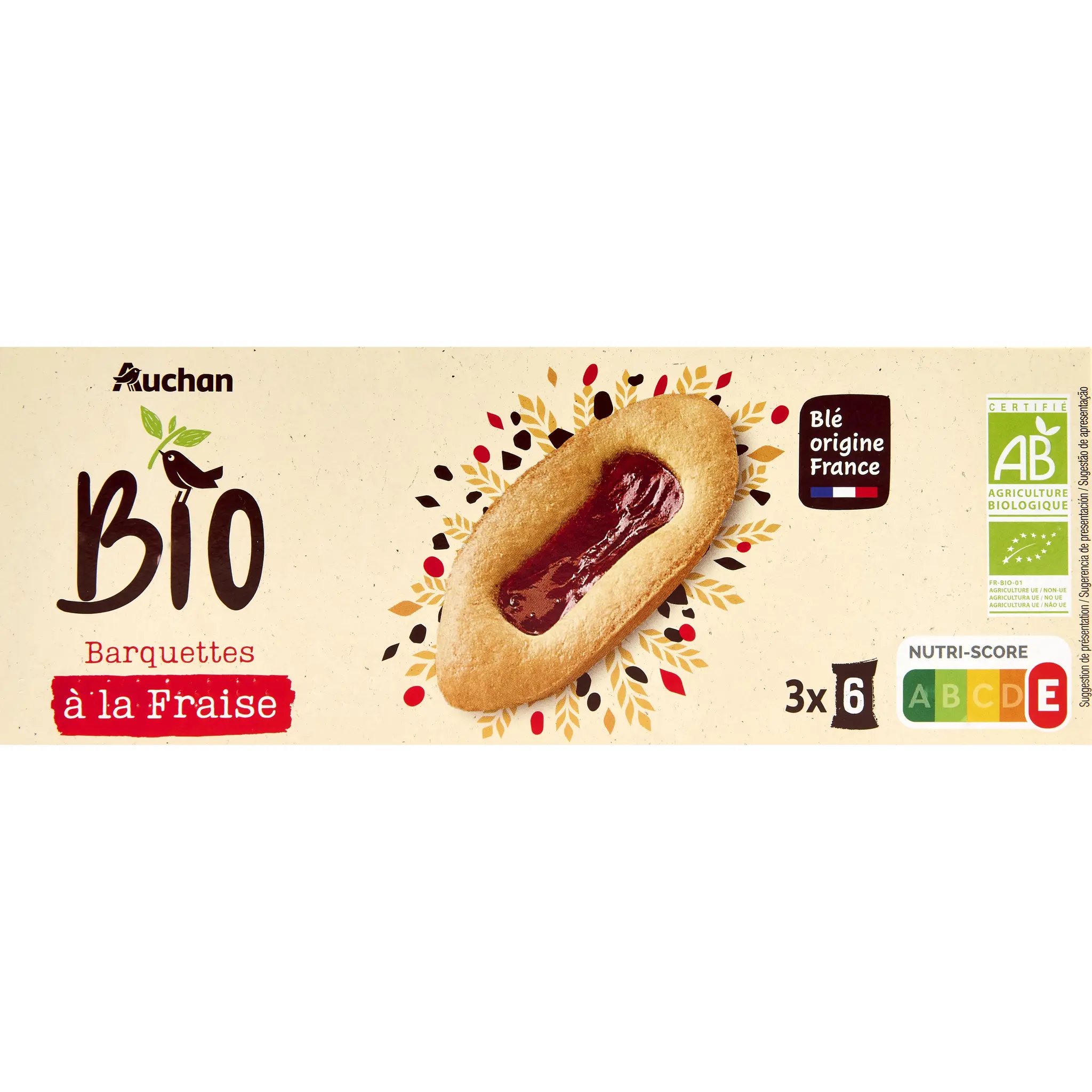 AUCHAN BIO Barquettes à la fraise