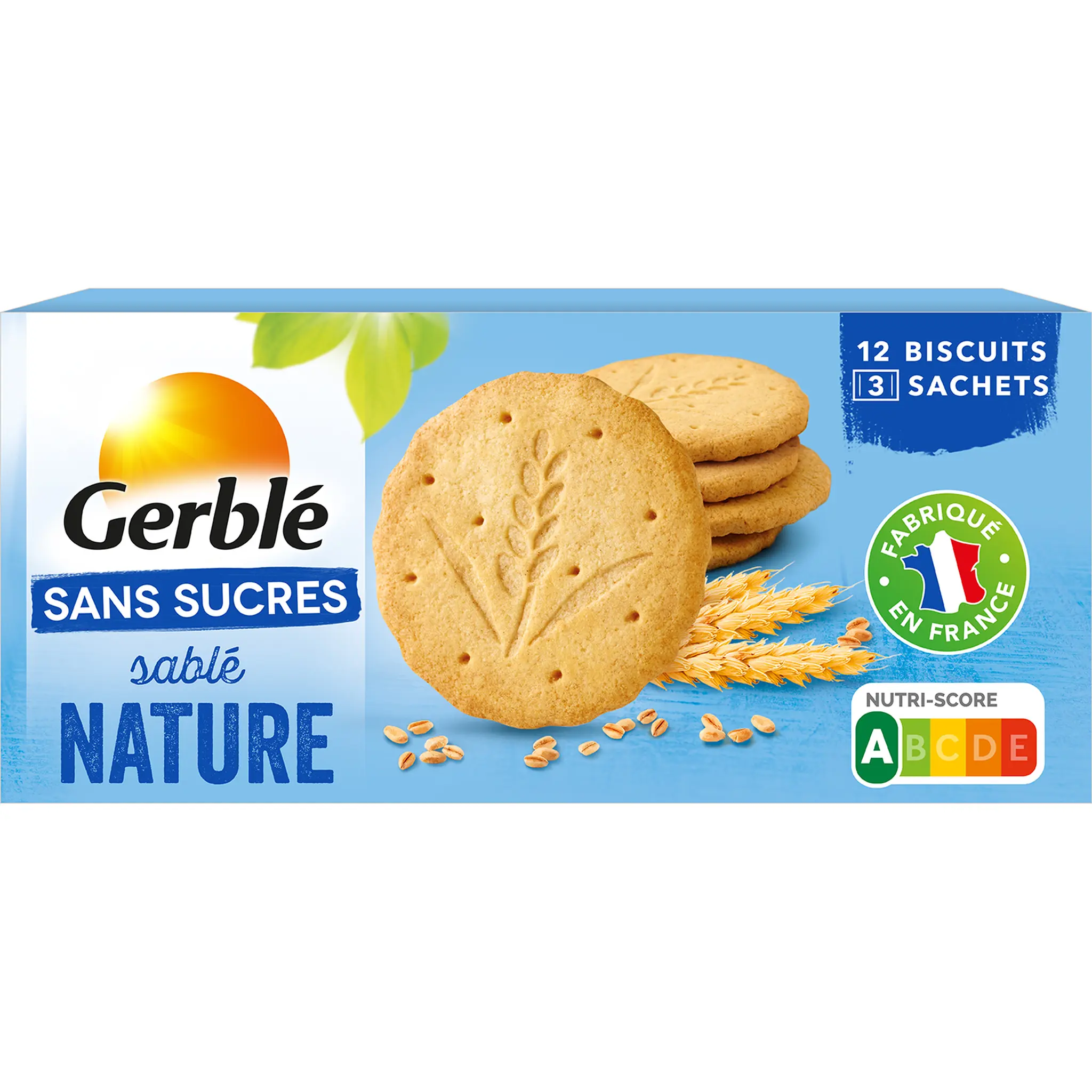 GERBLE Biscuits sablés nature sans sucres ajoutés sachets fraîcheur