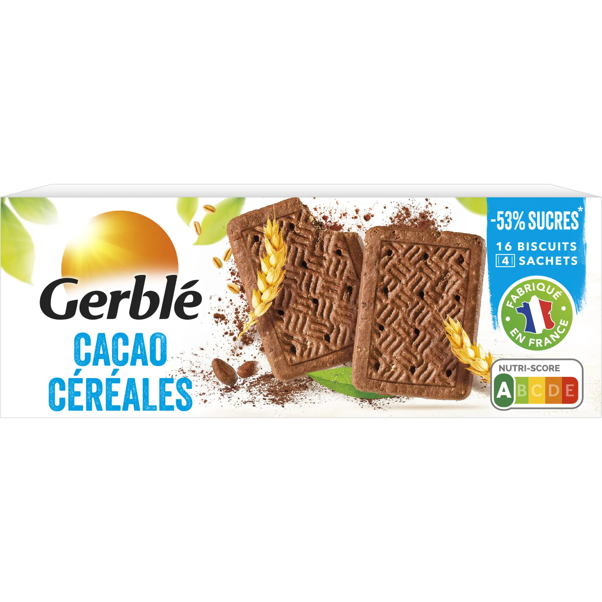 GERBLE Biscuits au cacao et aux céréales sachets fraîcheur