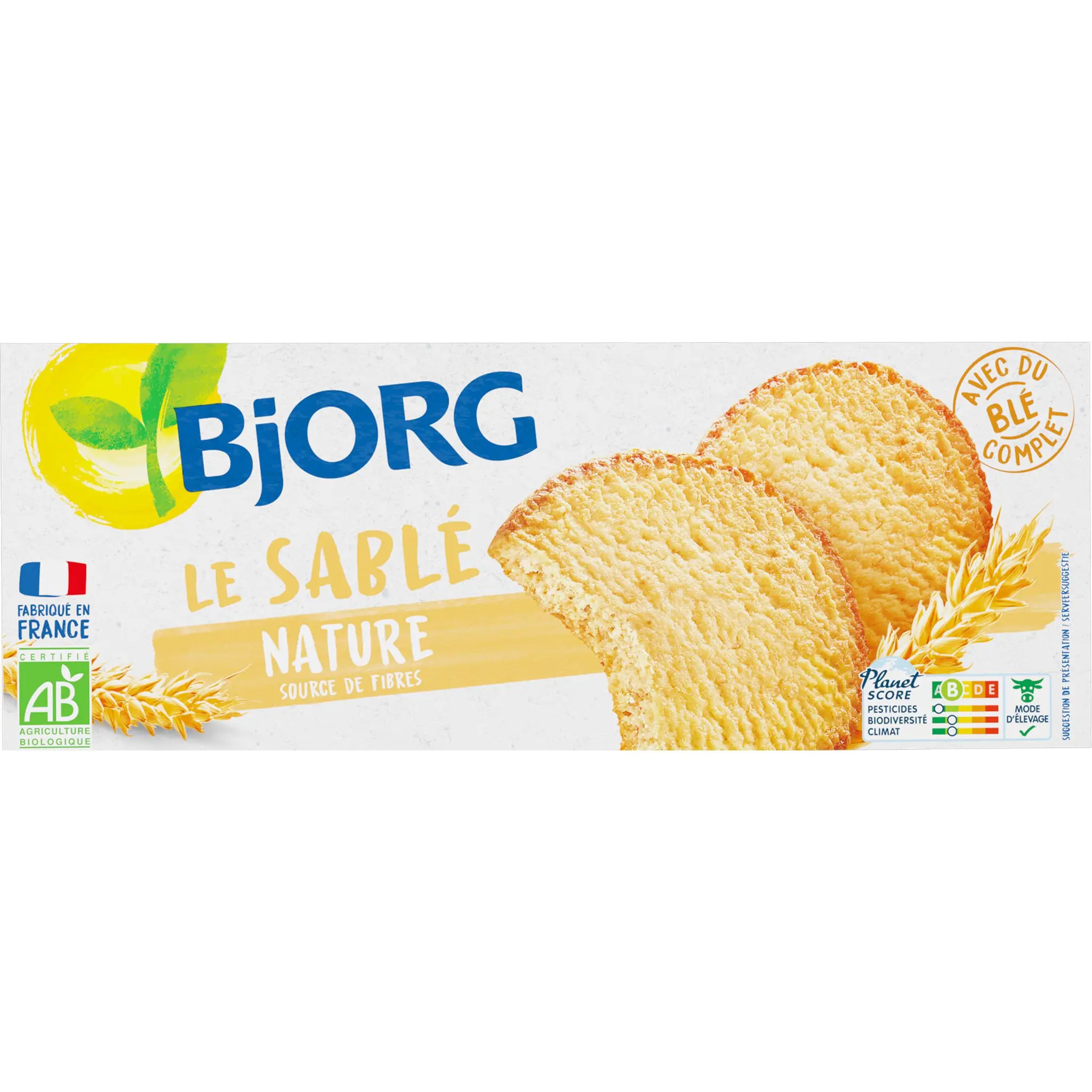 BJORG Biscuits bio le sablé au blé complet sans huile de palme