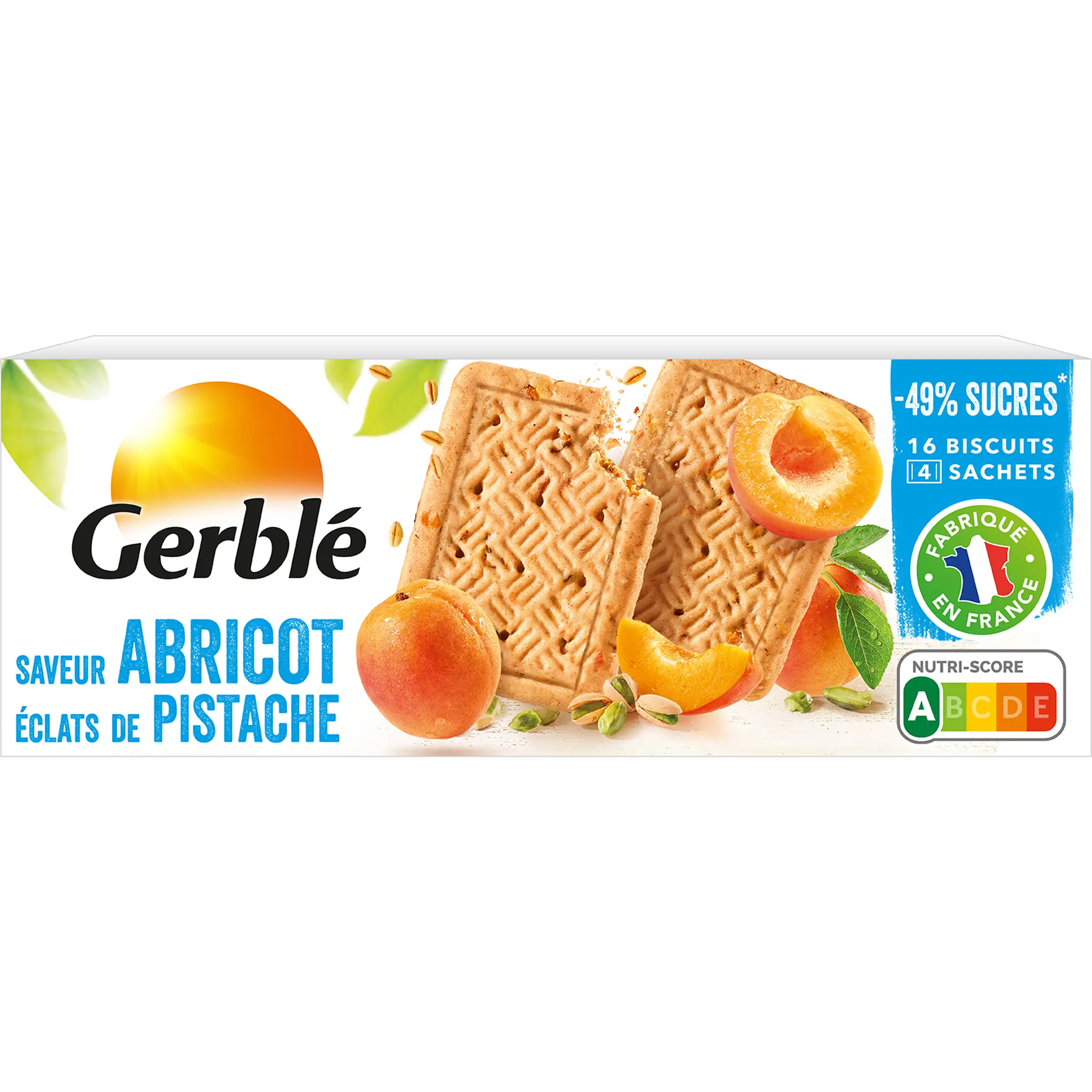 GERBLE Biscuits à l'abricot et éclats de pistache sachets fraîcheur