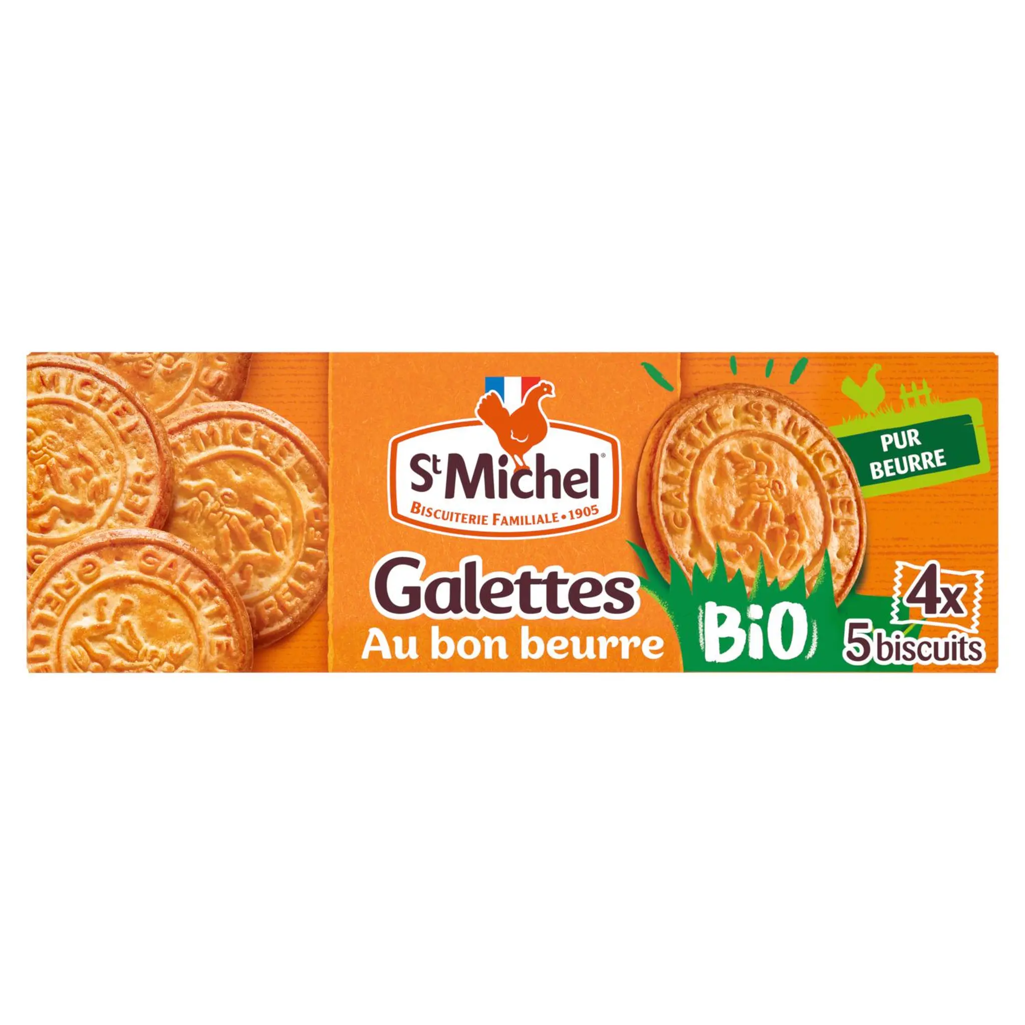 ST MICHEL Galettes bio pur beurre sachets fraîcheur