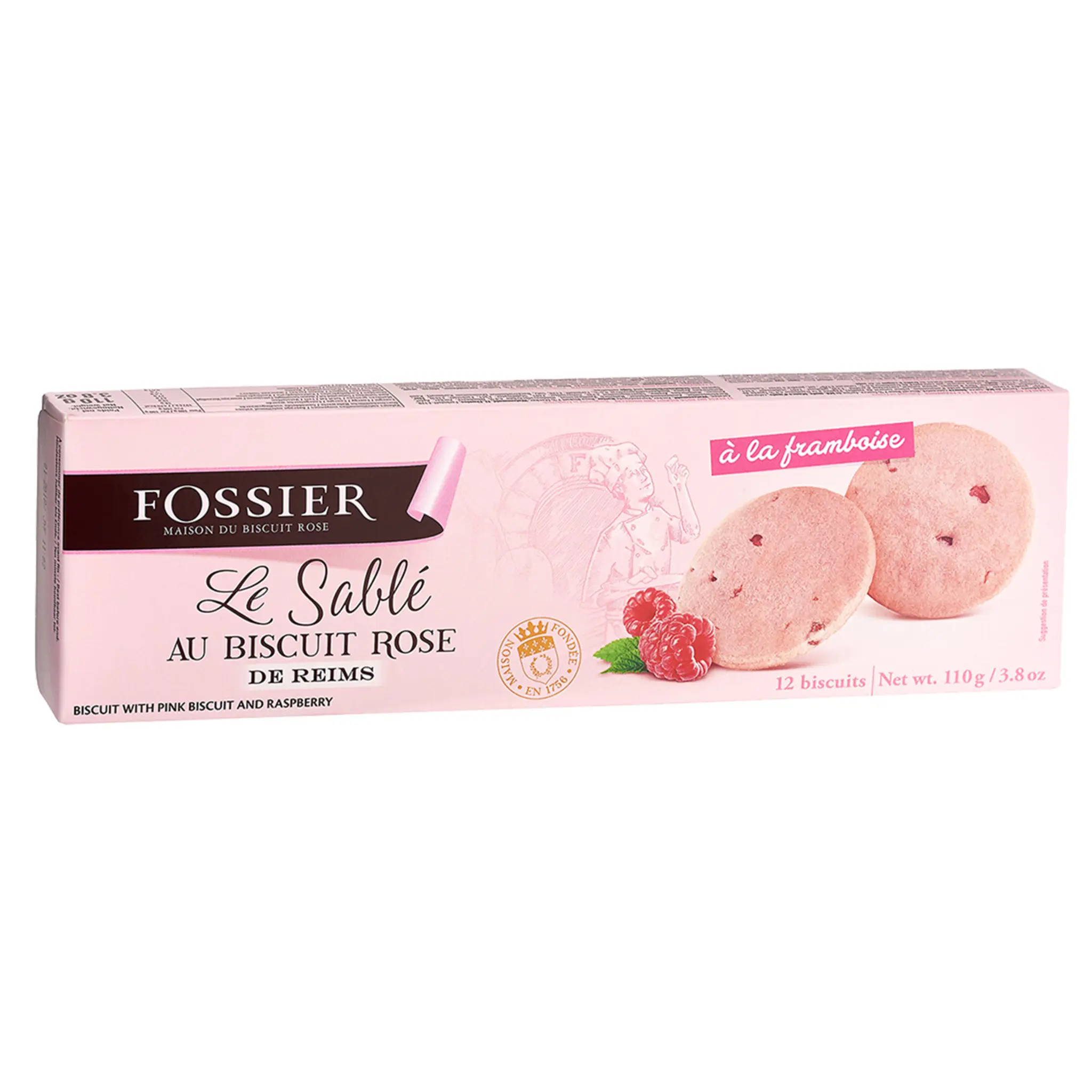 FOSSIER Le sablé au biscuit rose de Reims à la framboise