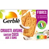GERBLE Biscuits crousti avoine saveur coco aux 3 sons, sachets fraîcheur
