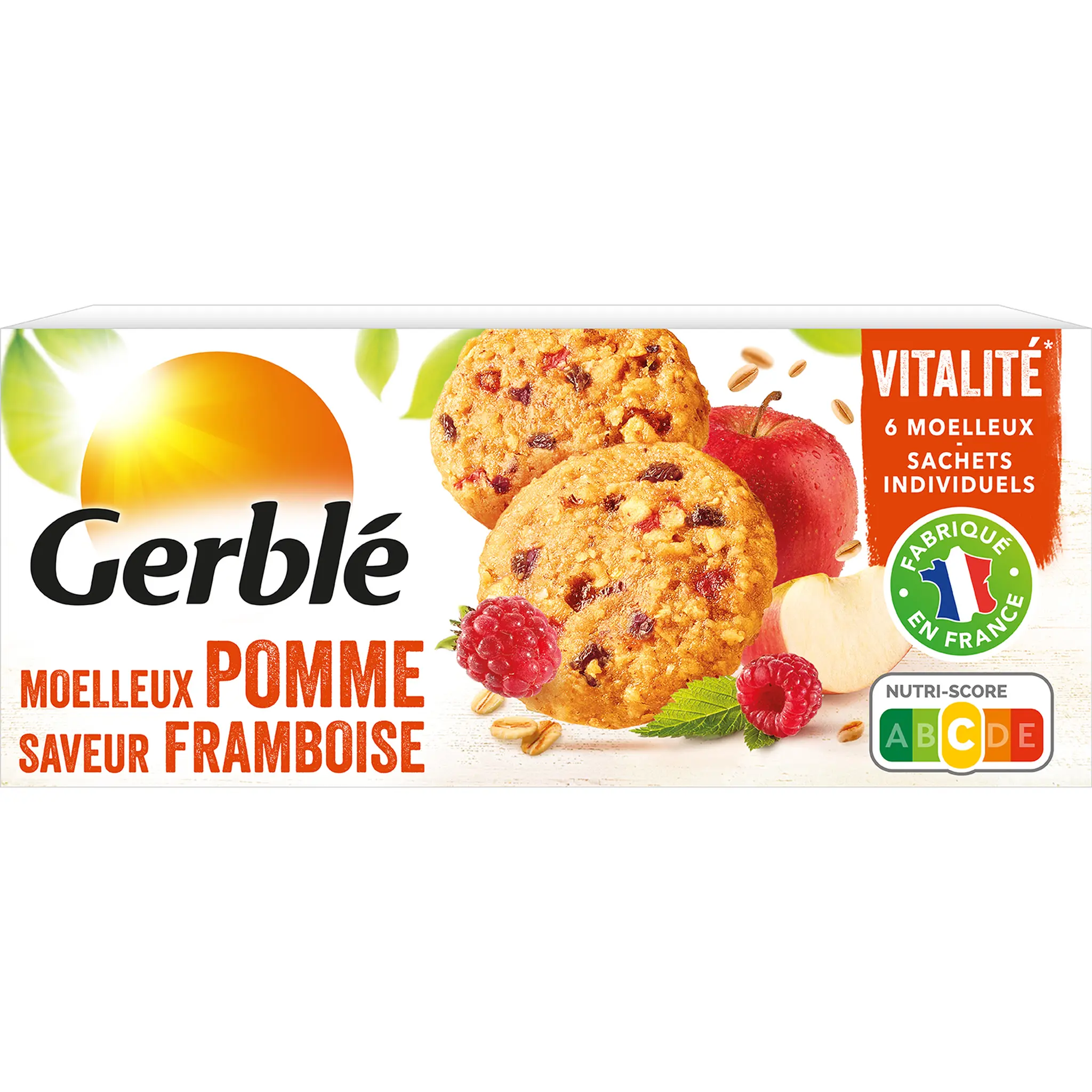 GERBLE Biscuits moelleux pomme framboise sachets individuels