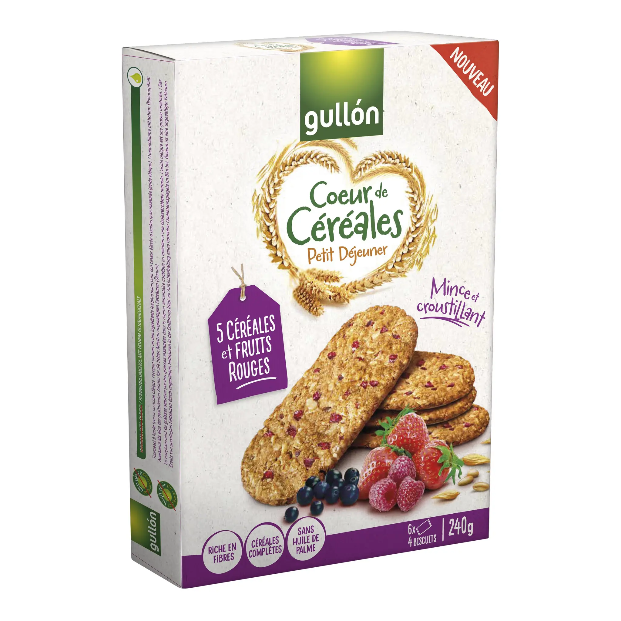 GULLON Biscuits petit-déjeuner aux 5 céréales et fruits rouges