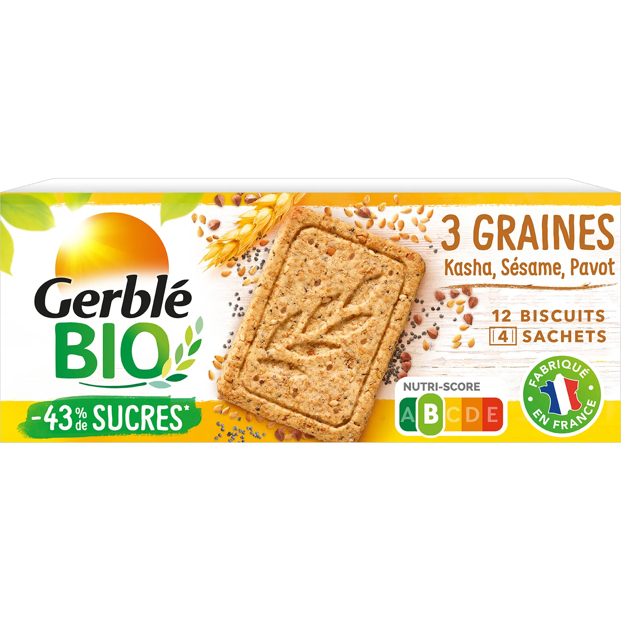 GERBLE BIO Biscuits aux 3 graines sachets fraîcheur