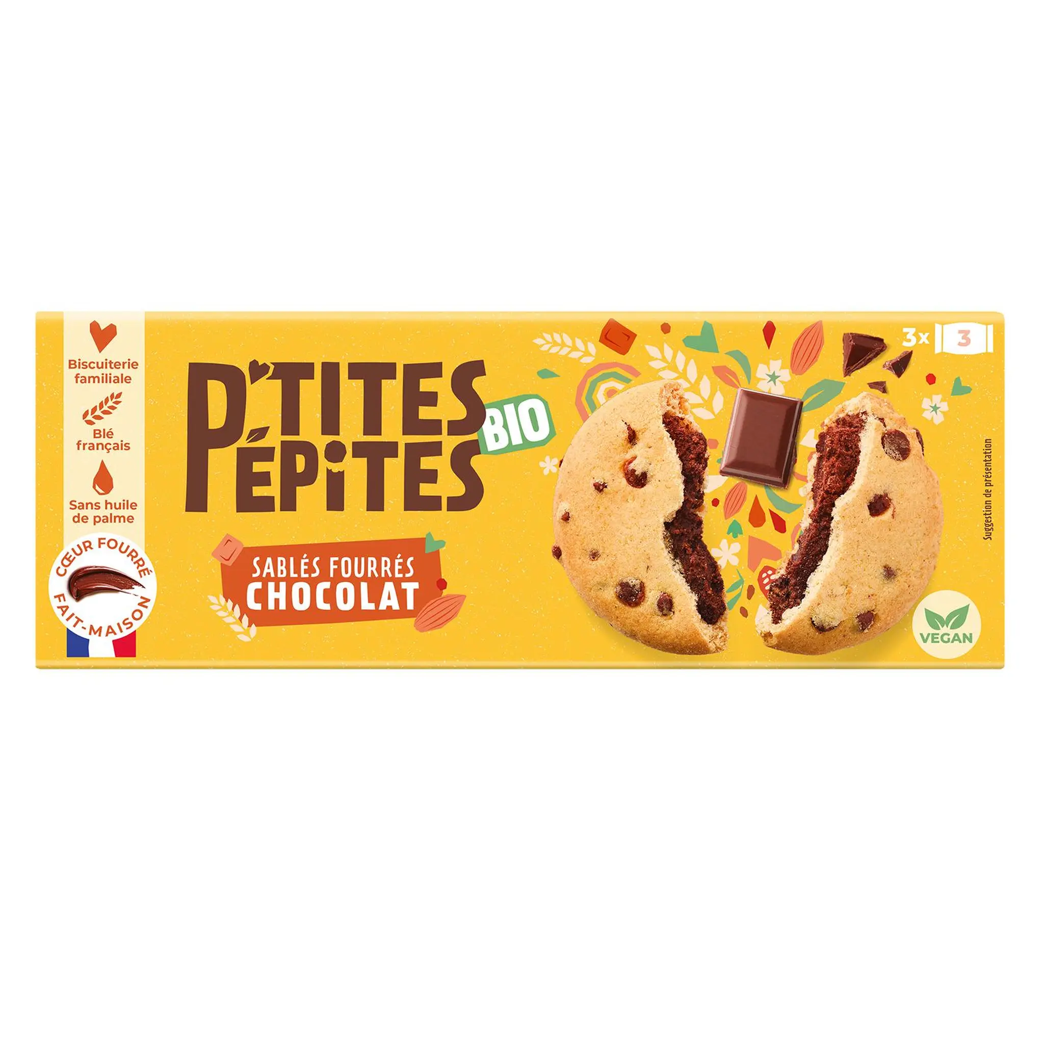 Ptites pépites sablés fourrés au chocolat noir bio