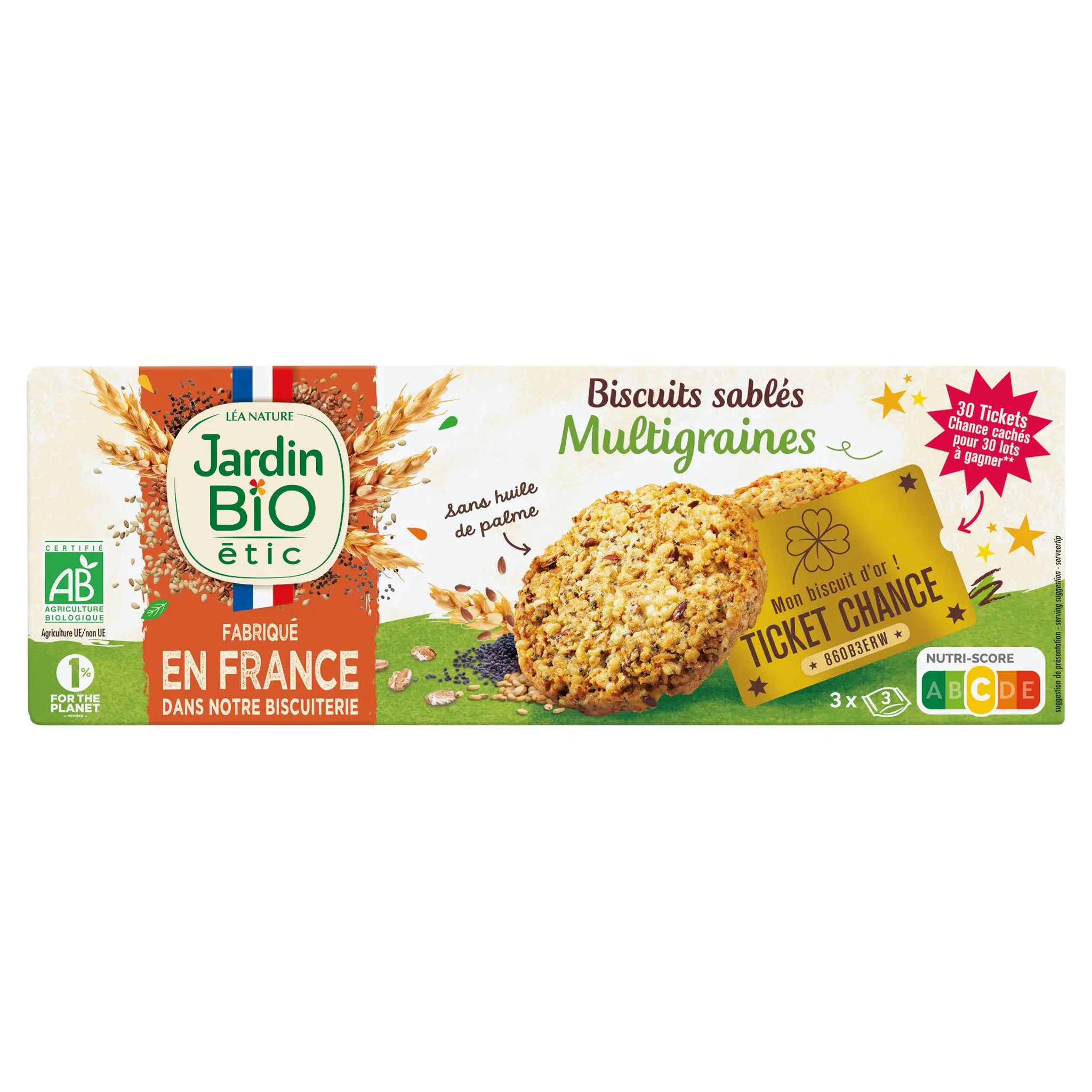 JARDIN BIO ETIC Biscuits sablés multigraines sans huile de palme