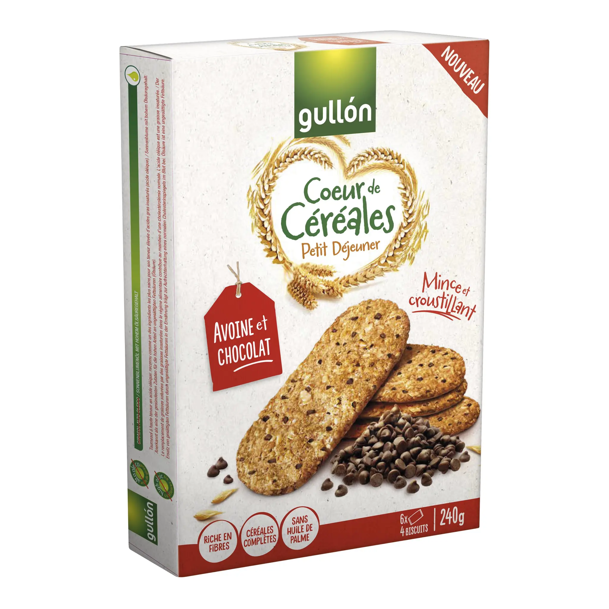 GULLON Biscuits petit-déjeuner à l'avoine et pépites de chocolat