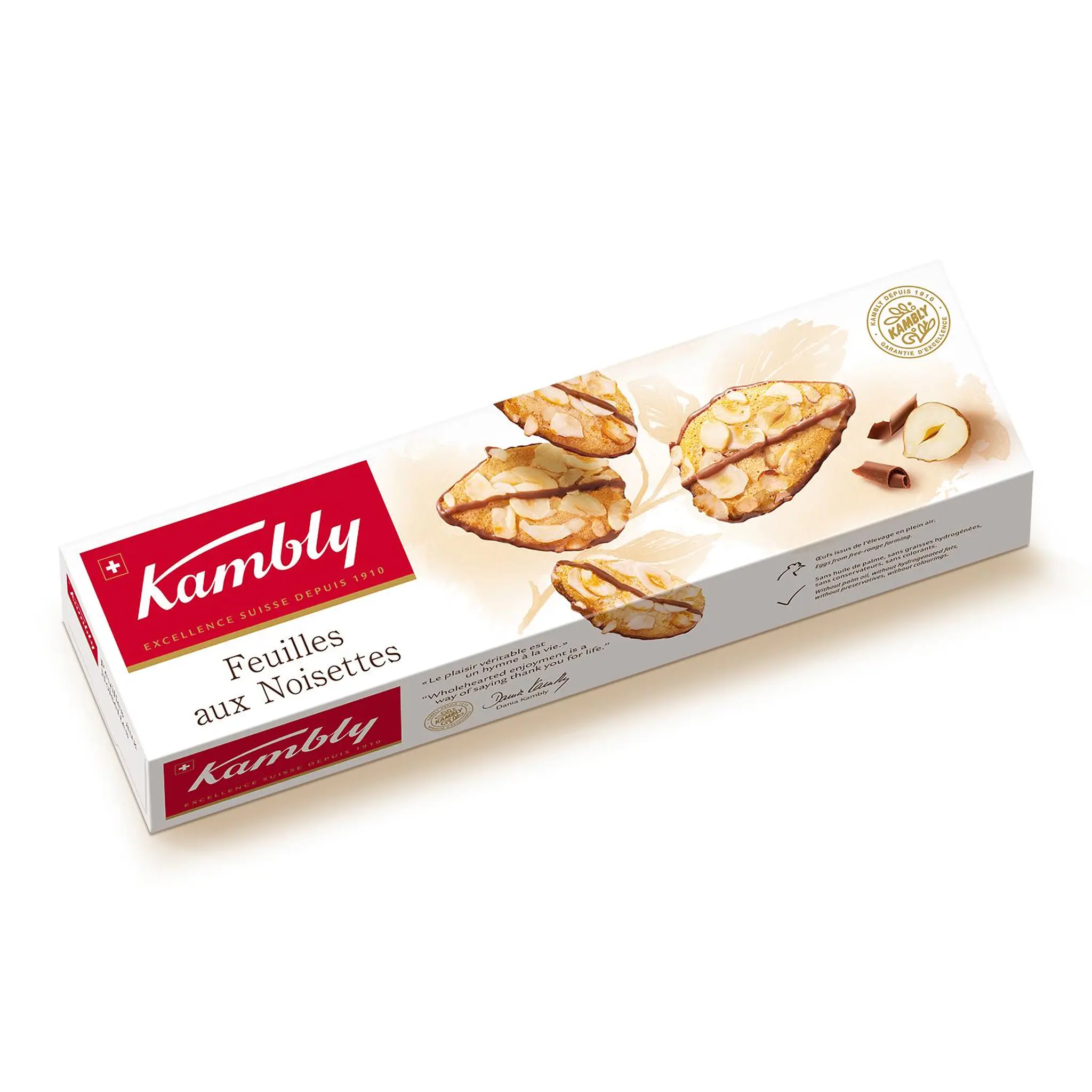 KAMBLY Biscuits fins croustillants aux noisettes et au chocolat au lait suisse