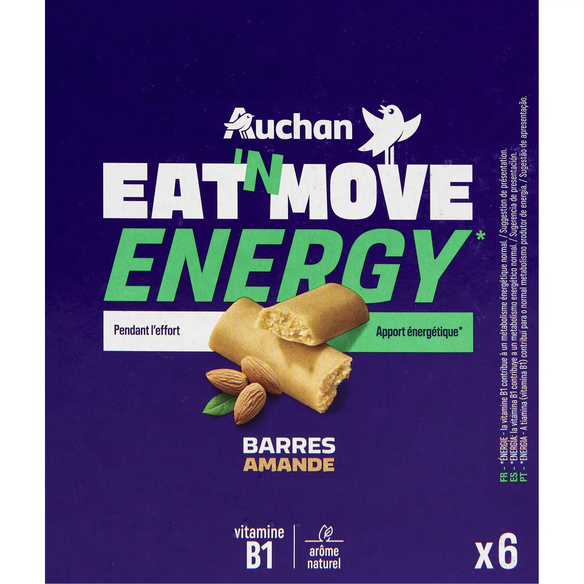AUCHAN EAT'N MOVE Barres de céréales pâte d'amande