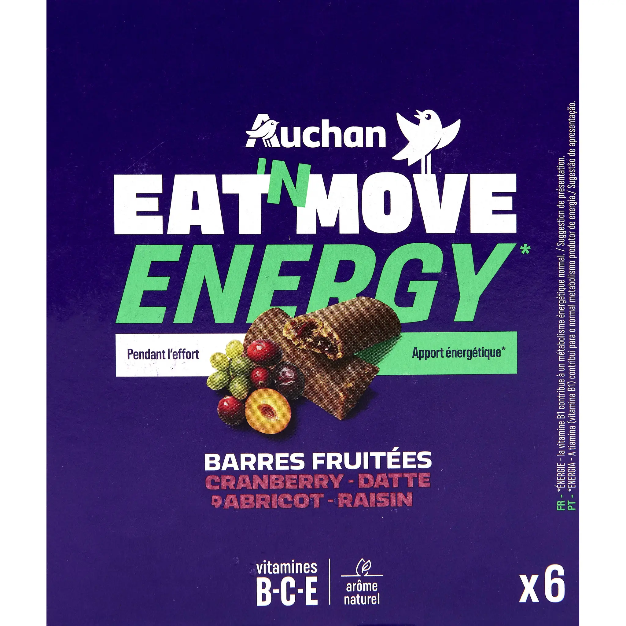AUCHAN EAT'N MOVE Barres de céréales fruits rouges