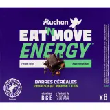 AUCHAN EAT'N MOVE Barres de céréales énergétiques au chocolat et noisettes