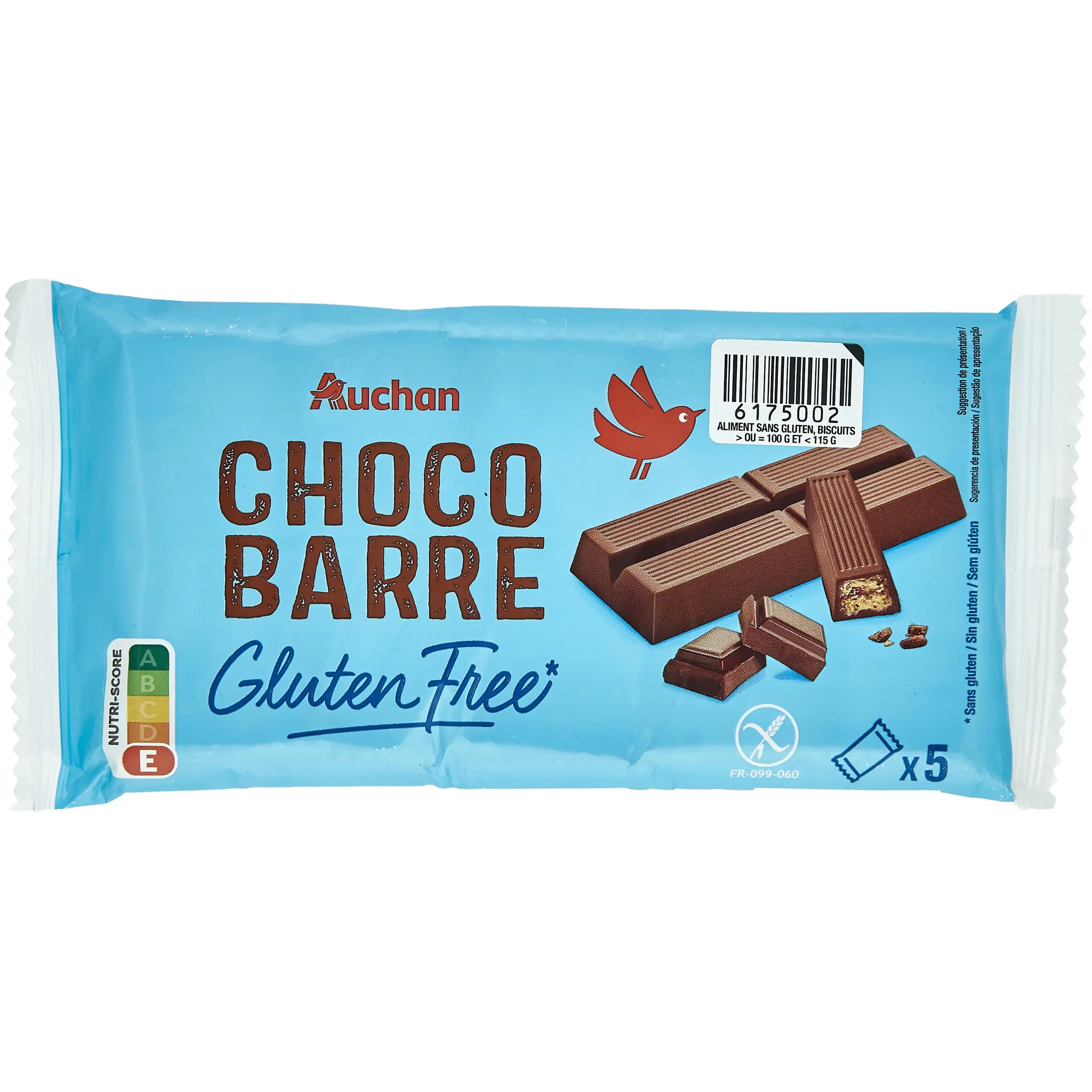 AUCHAN Barre de chocolat sans gluten