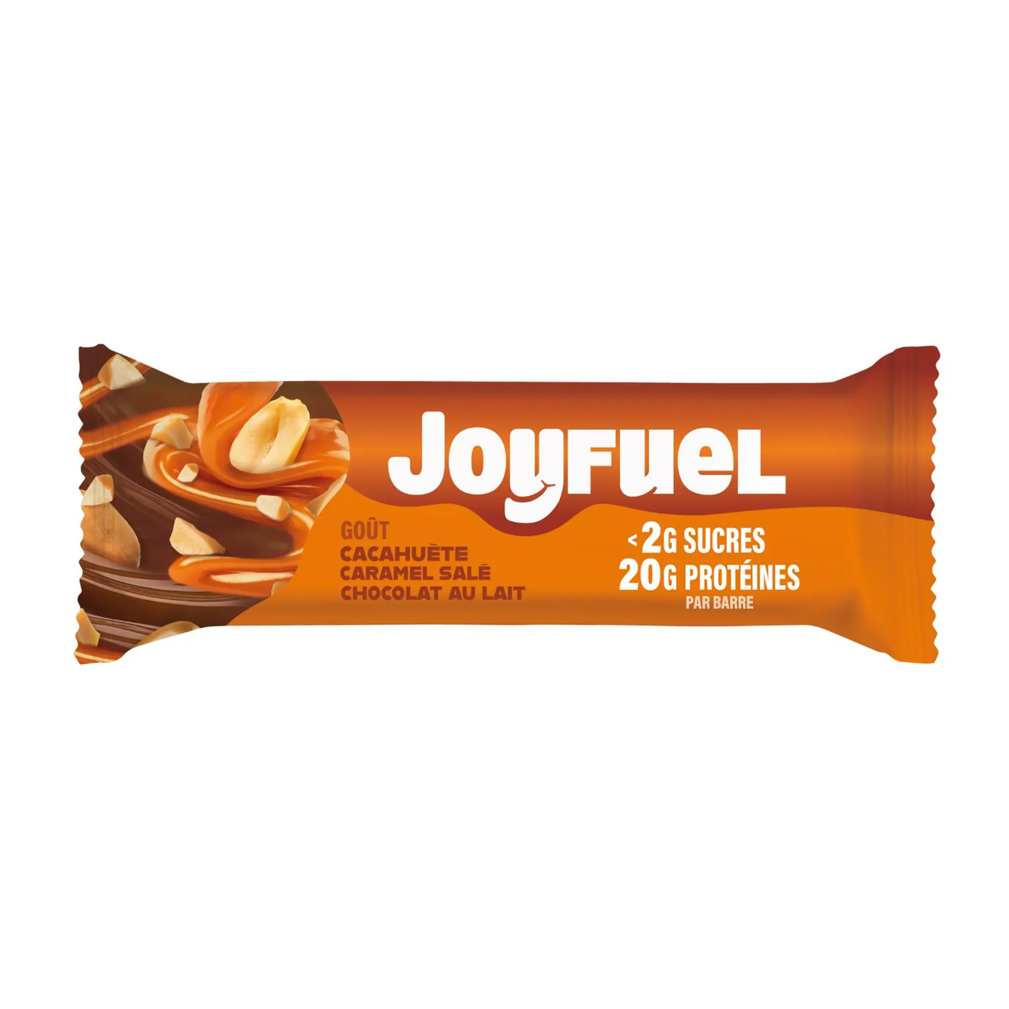 JOYFUEL Barre protéinée goûts chocolat au lait cacahuètes et caramel