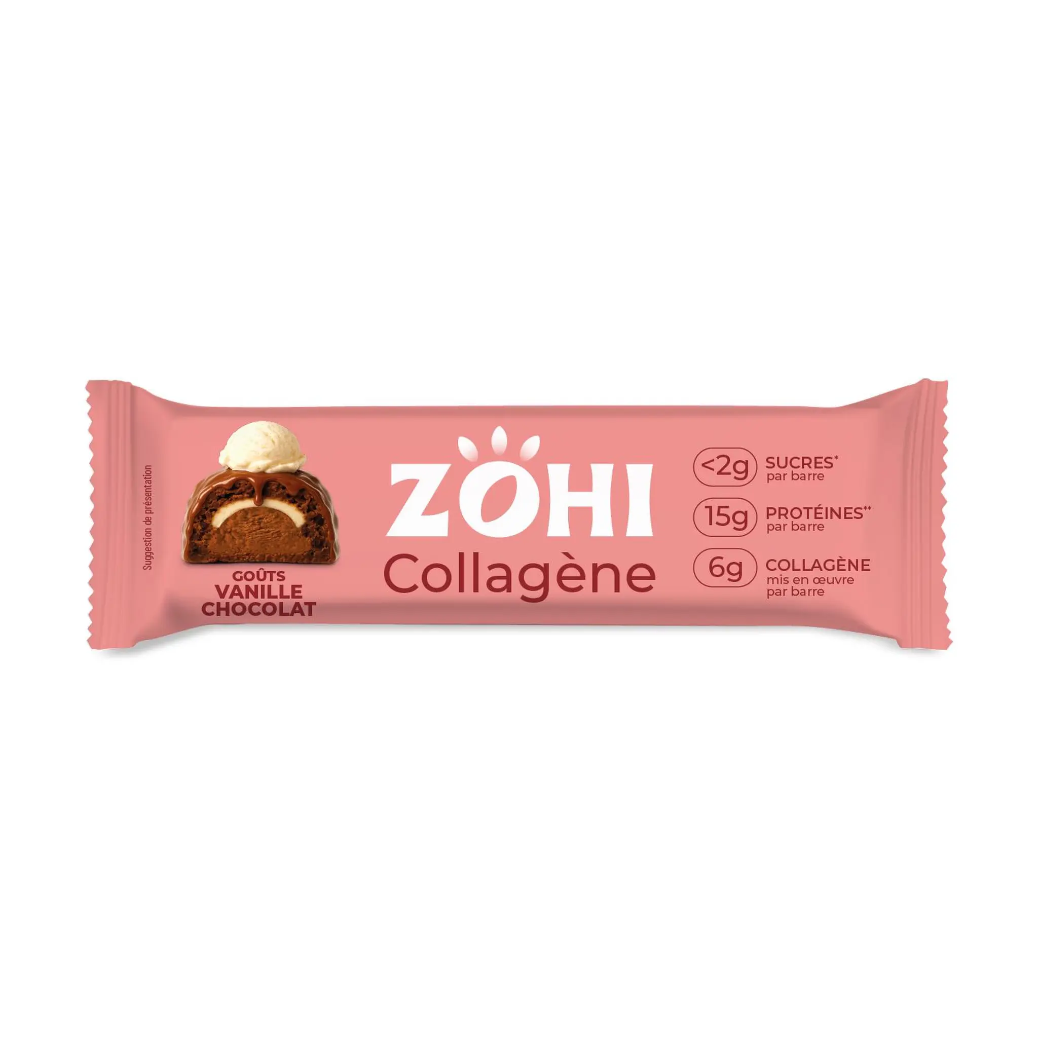 ZOHI Barres de céréales vanille chocolat au collagène riche en protéines