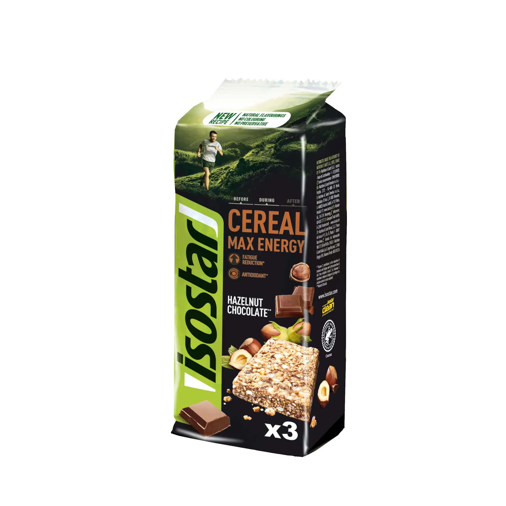 ISOSTAR Barres céréal max energy saveur noisette chocolat