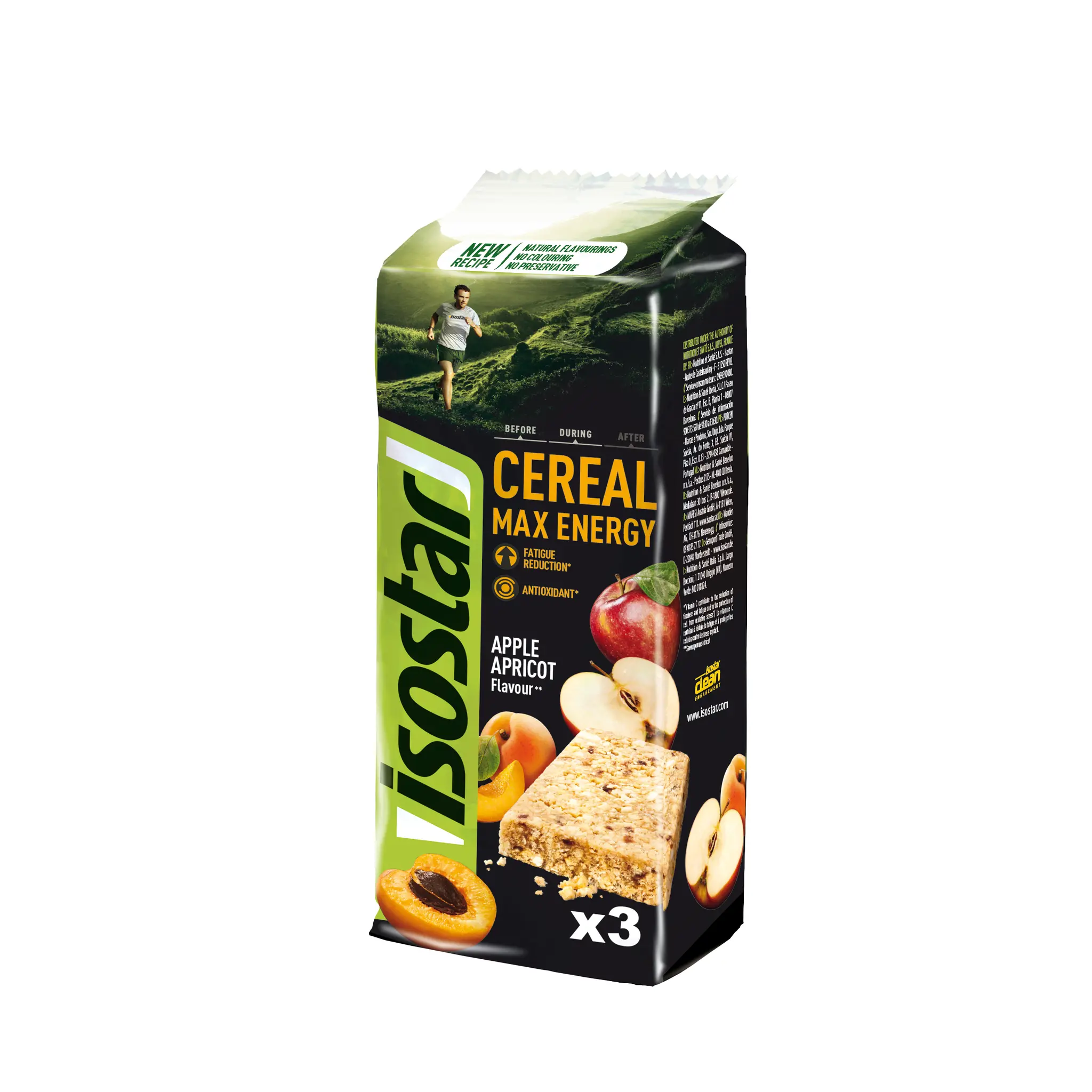 ISOSTAR Barres de céréale max energy saveur pomme abricot