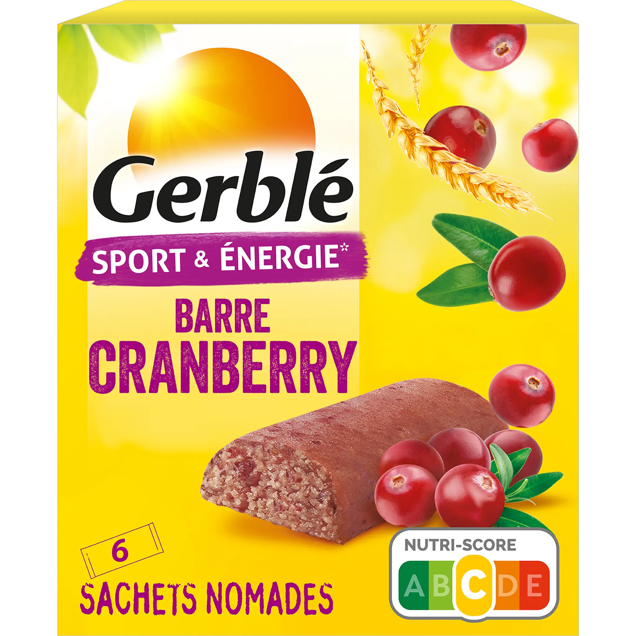 GERBLE Barres sport cranberry sachets individuels