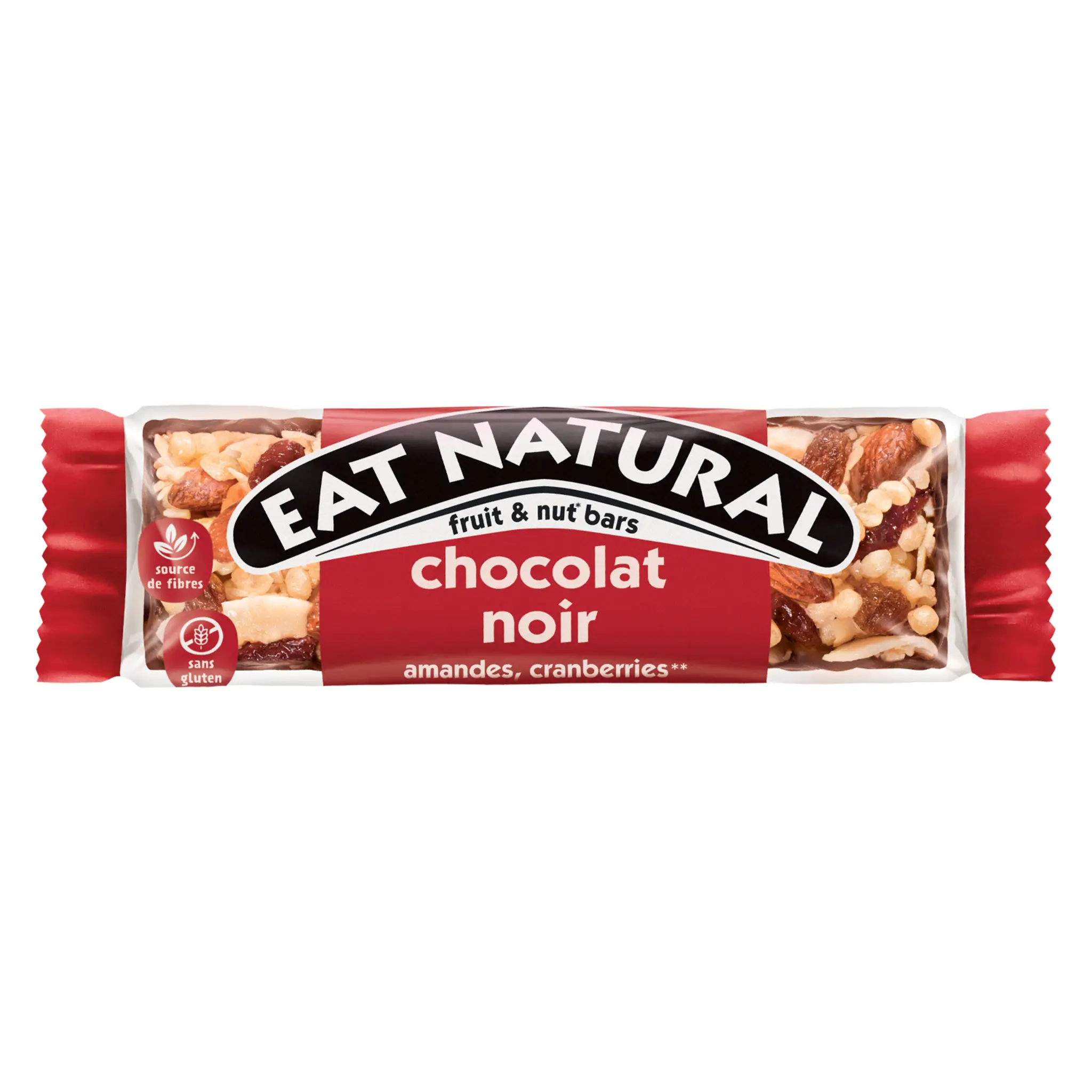 EAT NATURAL Barre de céréales au chocolat noir avec amandes et cranberries