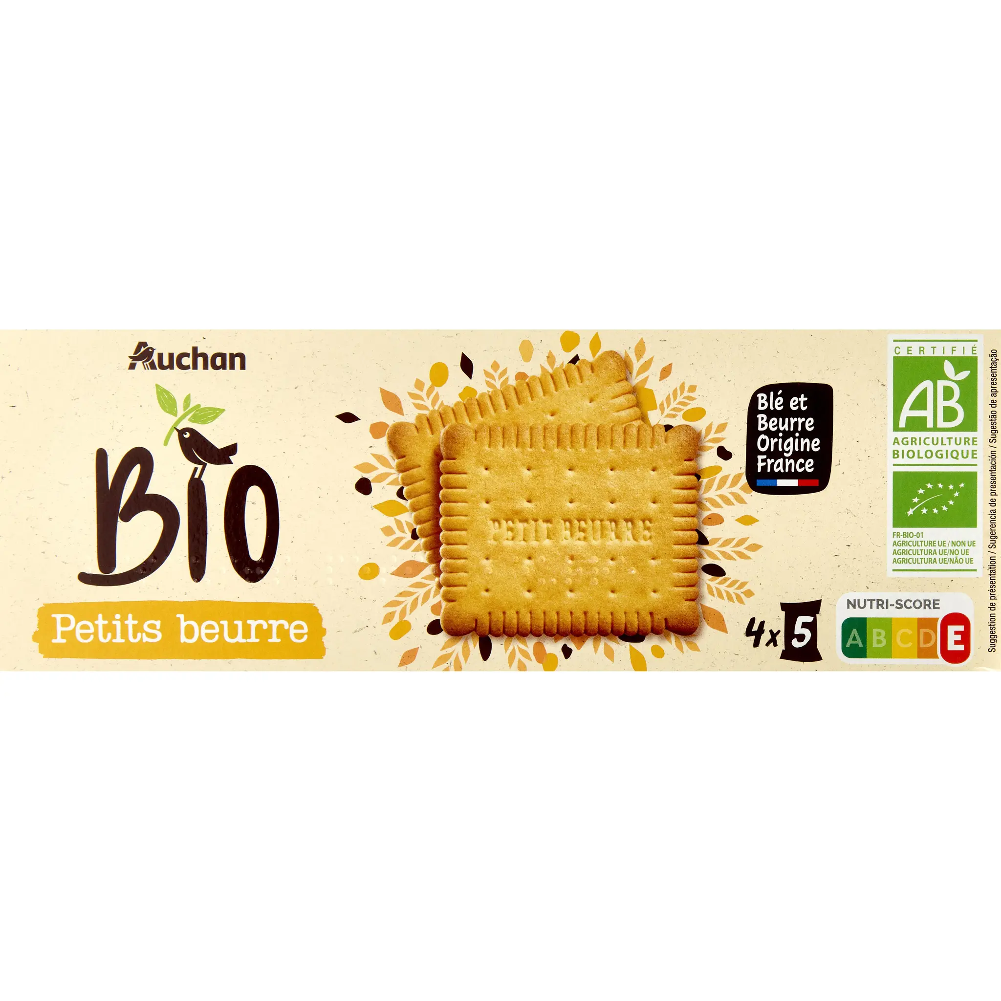 AUCHAN BIO CULTIVONS LE BON Biscuits petit beurre riches en céréales