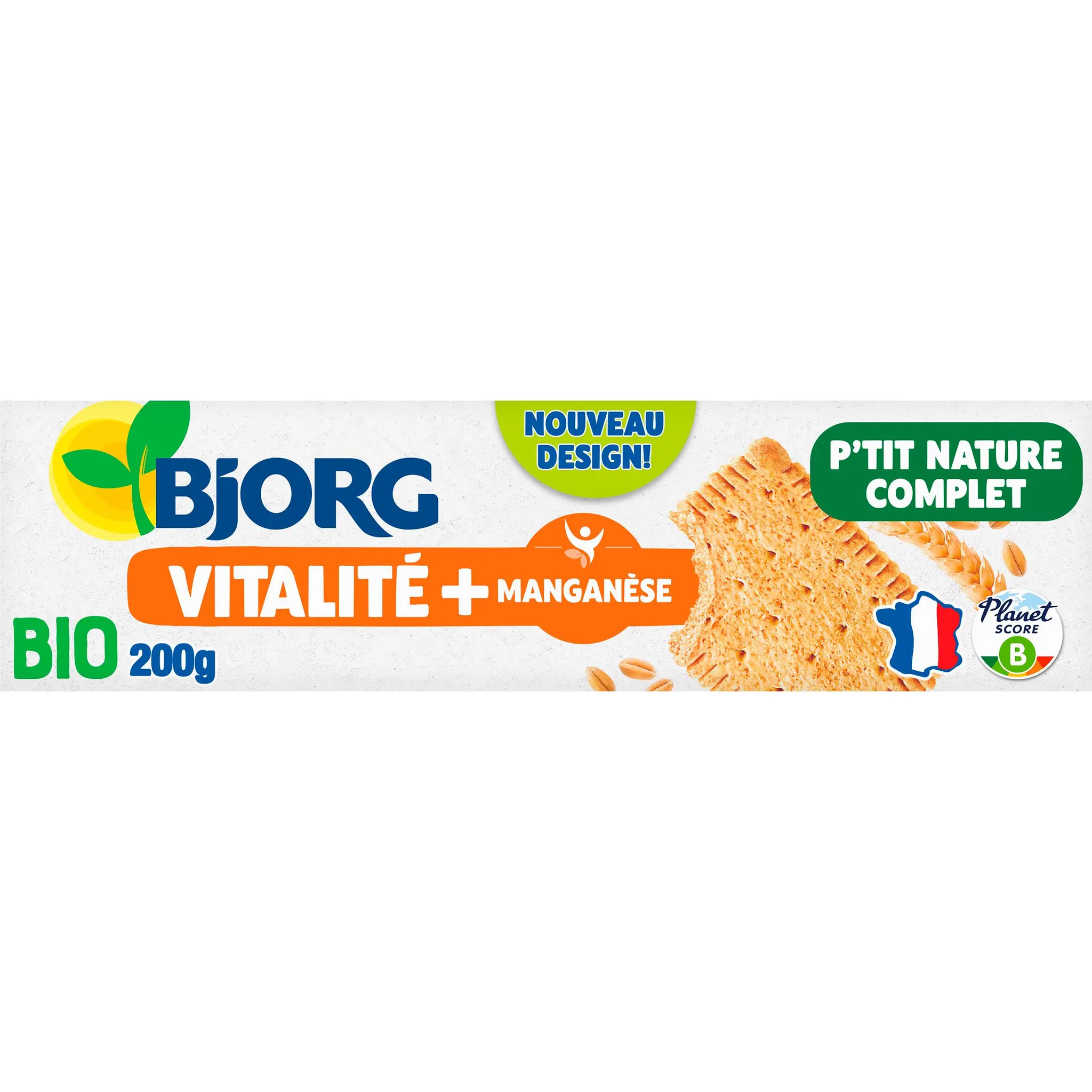 BJORG Biscuits bio p'tit nature au blé complet sans huile de palme