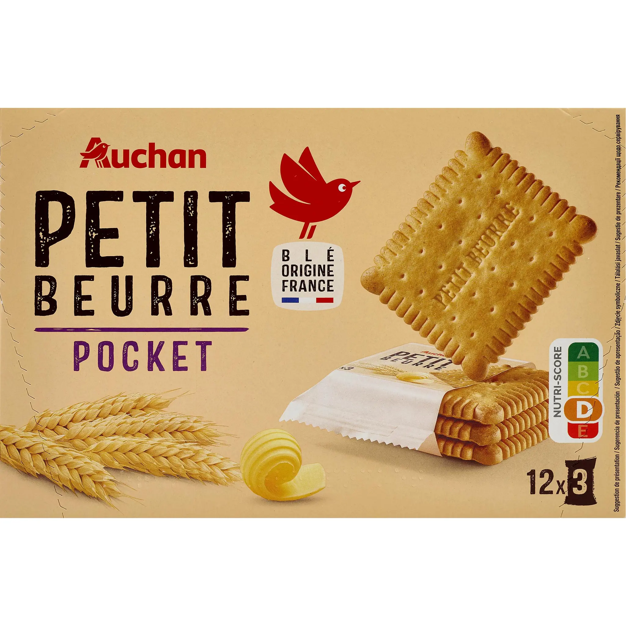 AUCHAN Biscuits petit beurre sachets fraîcheur