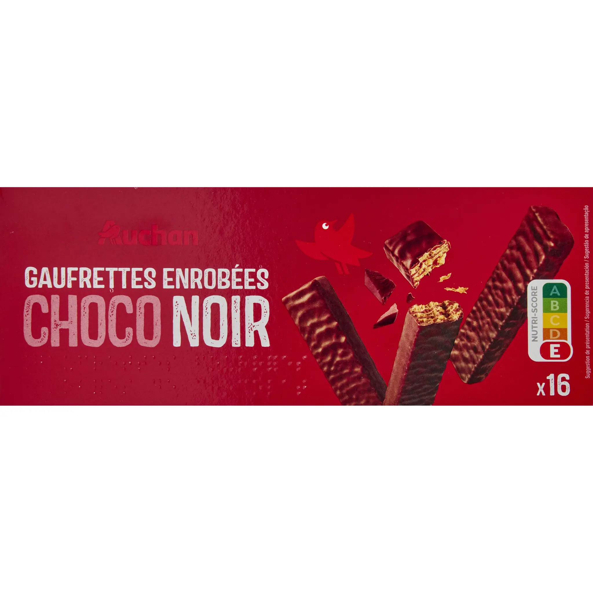 AUCHAN Gaufrette enrobée de chocolat noir