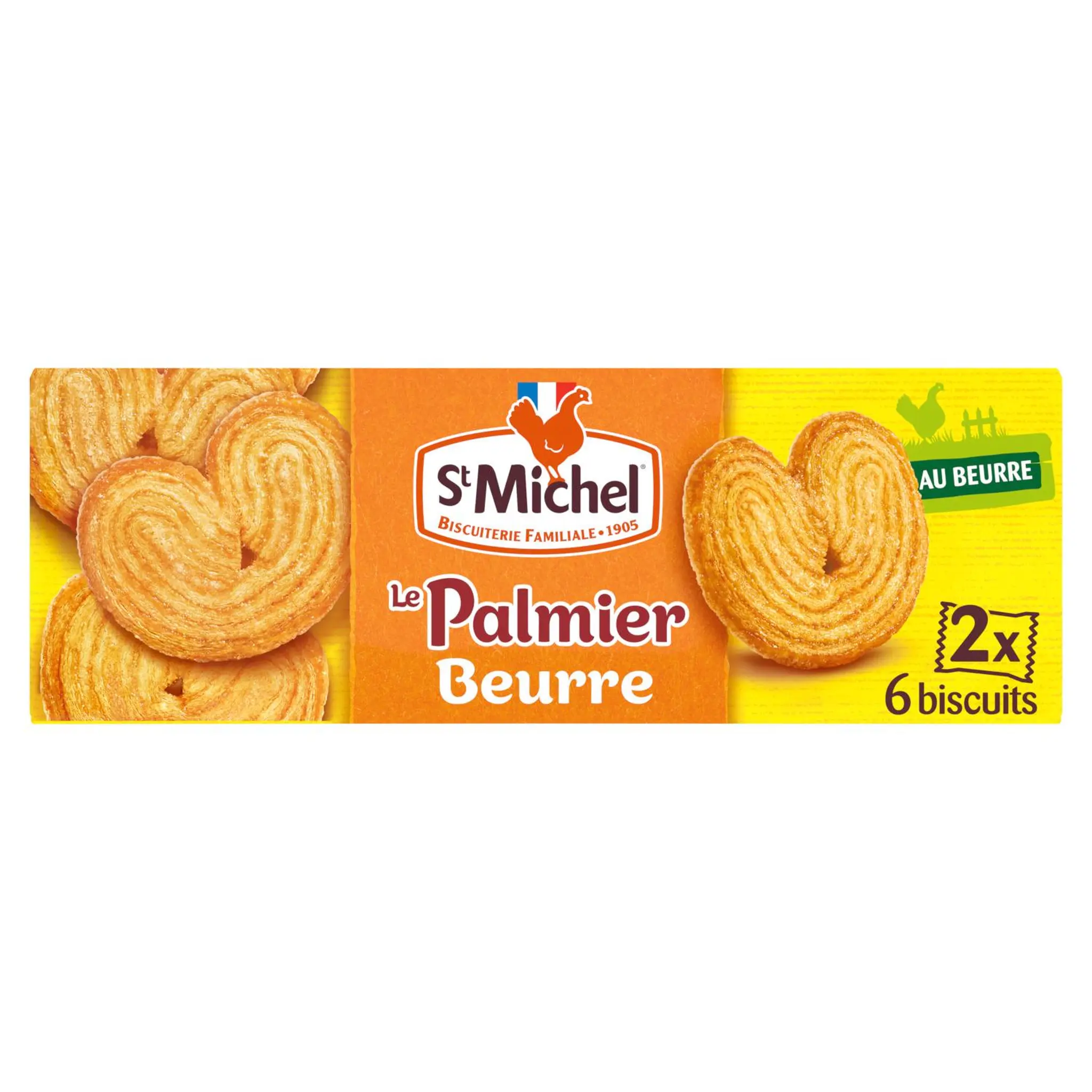 ST MICHEL Palmier au beurre biscuits feuilletés et croustillants sachets fraîcheur