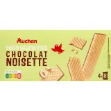 AUCHAN Gaufrettes fourrées au chocolat noisettes