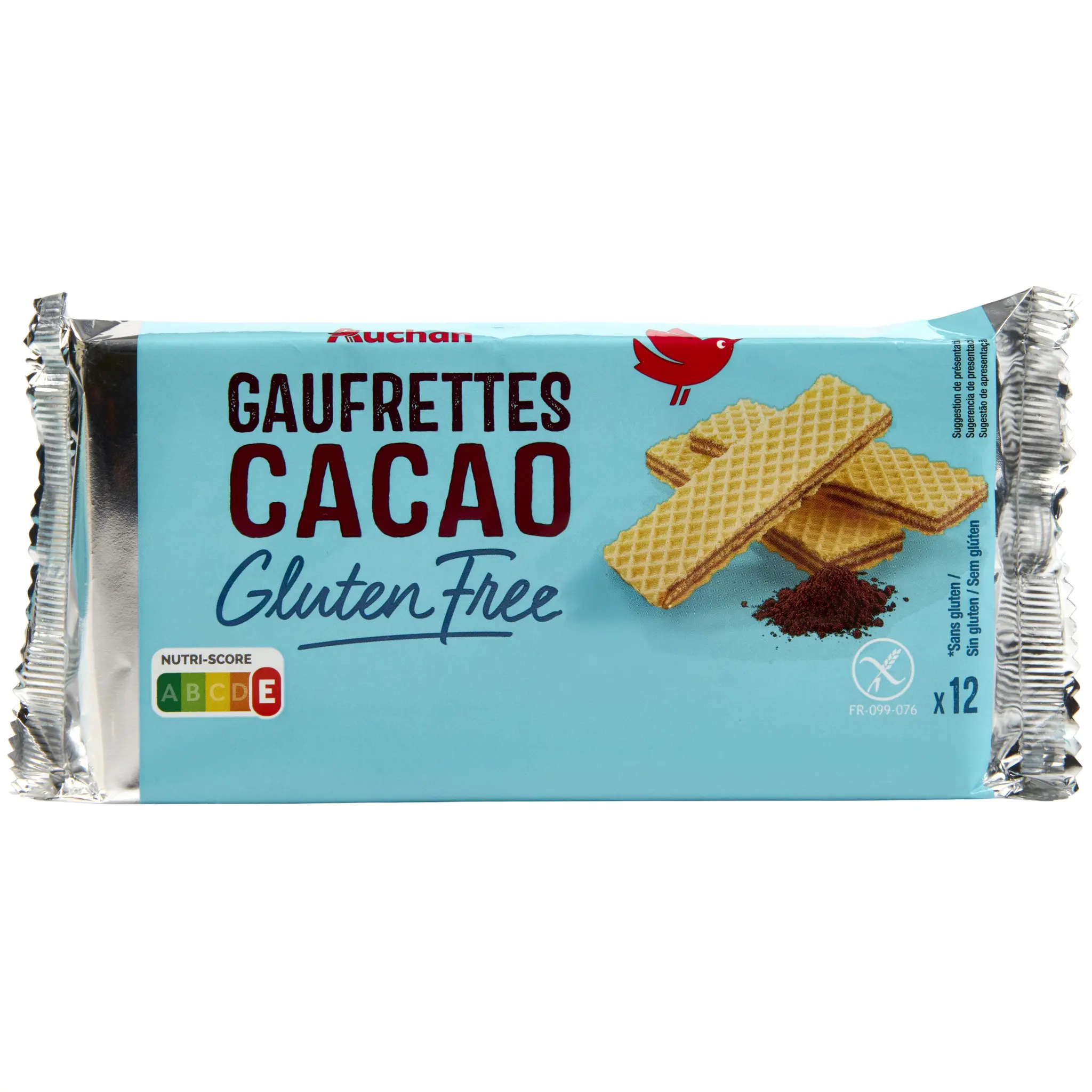 AUCHAN Biscuits gaufrettes au cacao sans gluten
