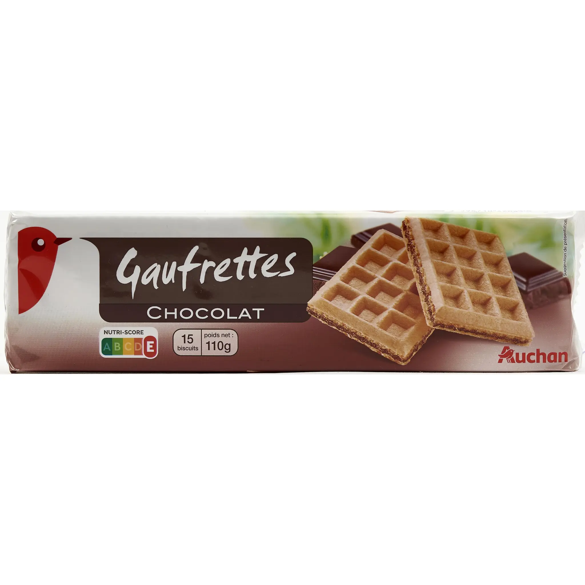 AUCHAN Gaufrettes légère fourrées au chocolat