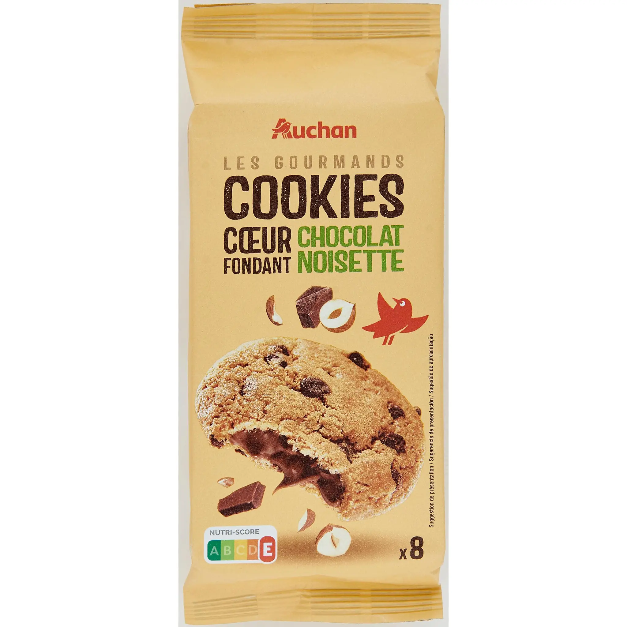 AUCHAN Cookies cœur fondant chocolat noisette