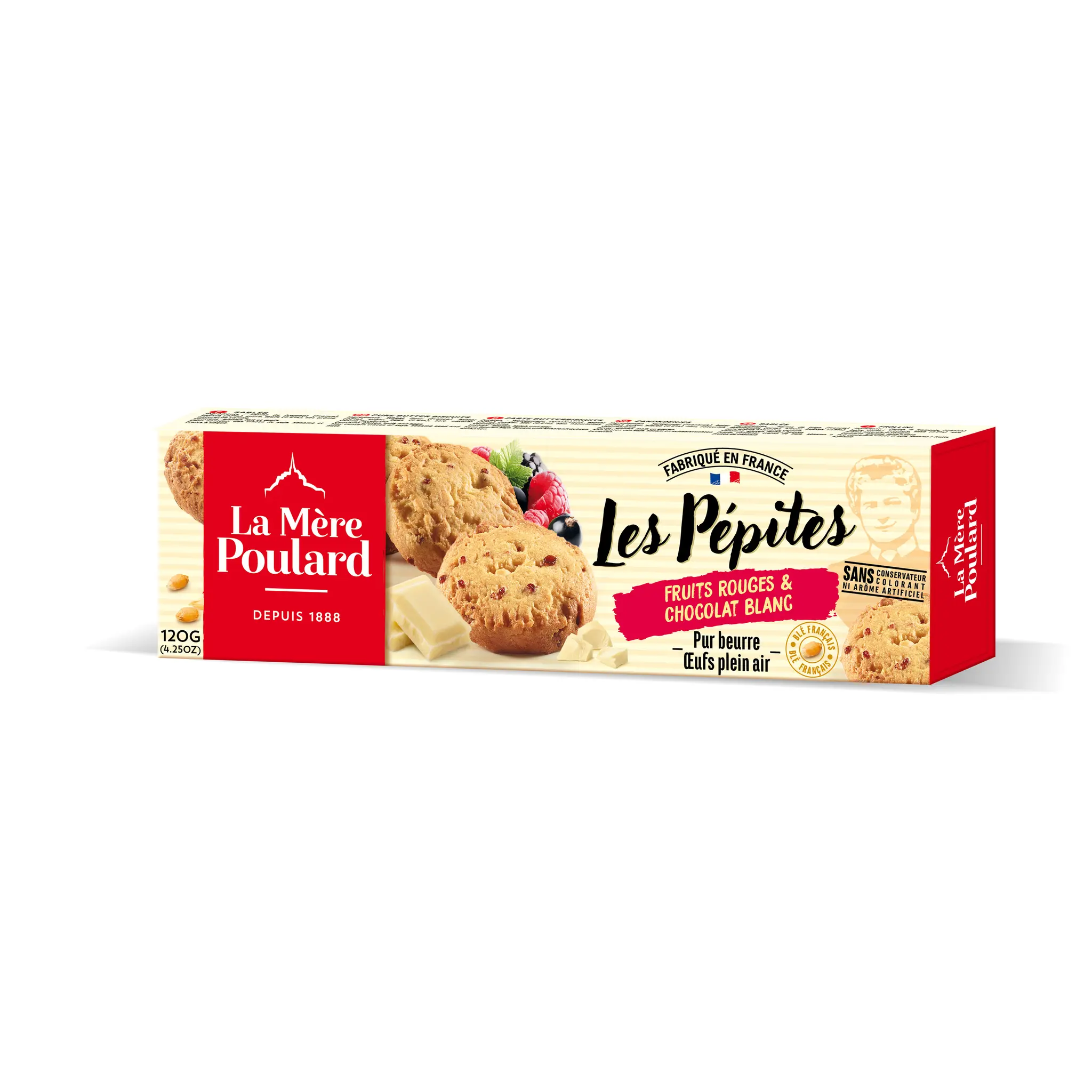 LA MERE POULARD Biscuits Les Pépites aux fruits rouges et chocolat blanc pur beurre