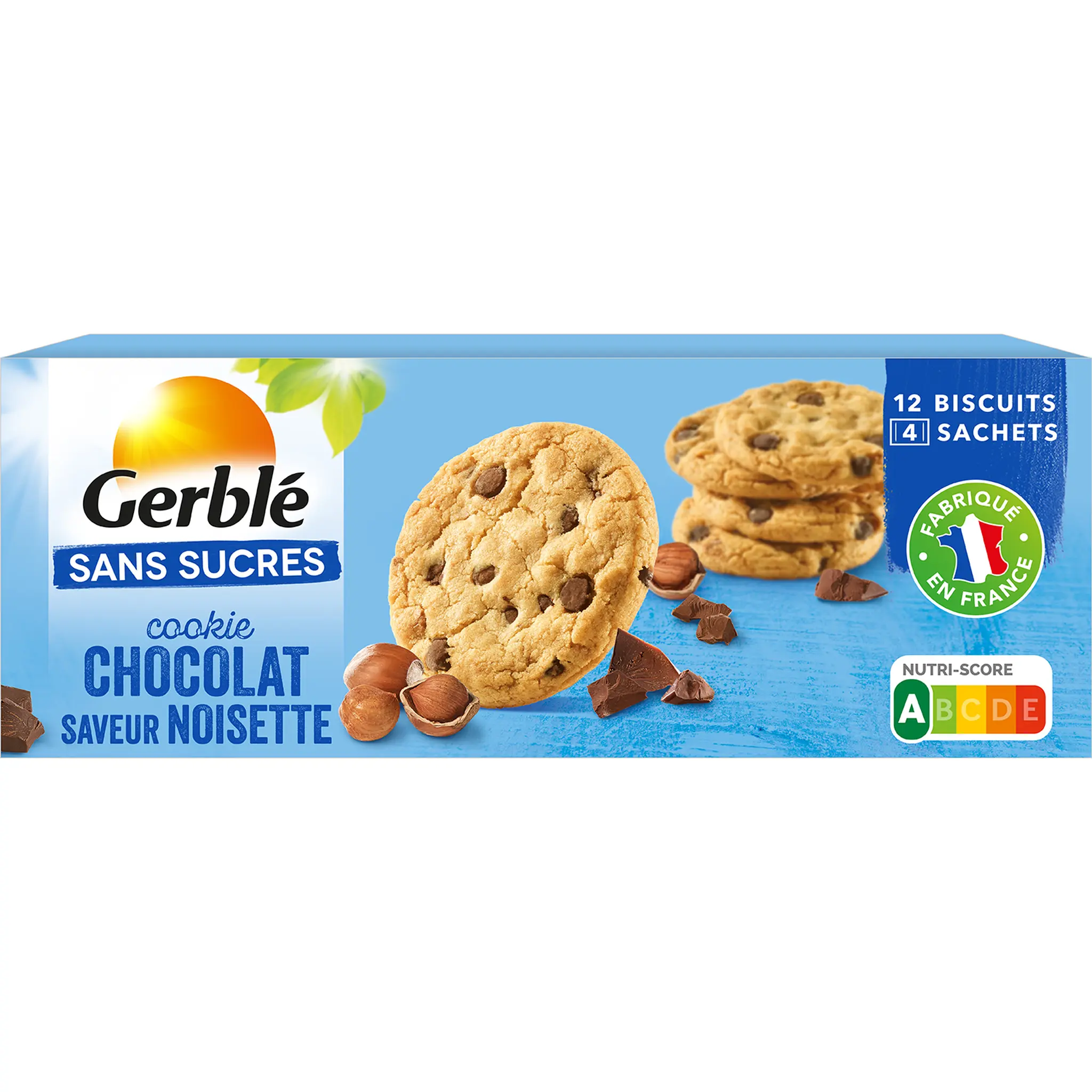 GERBLE Cookie chocolat saveur noisette sans sucres