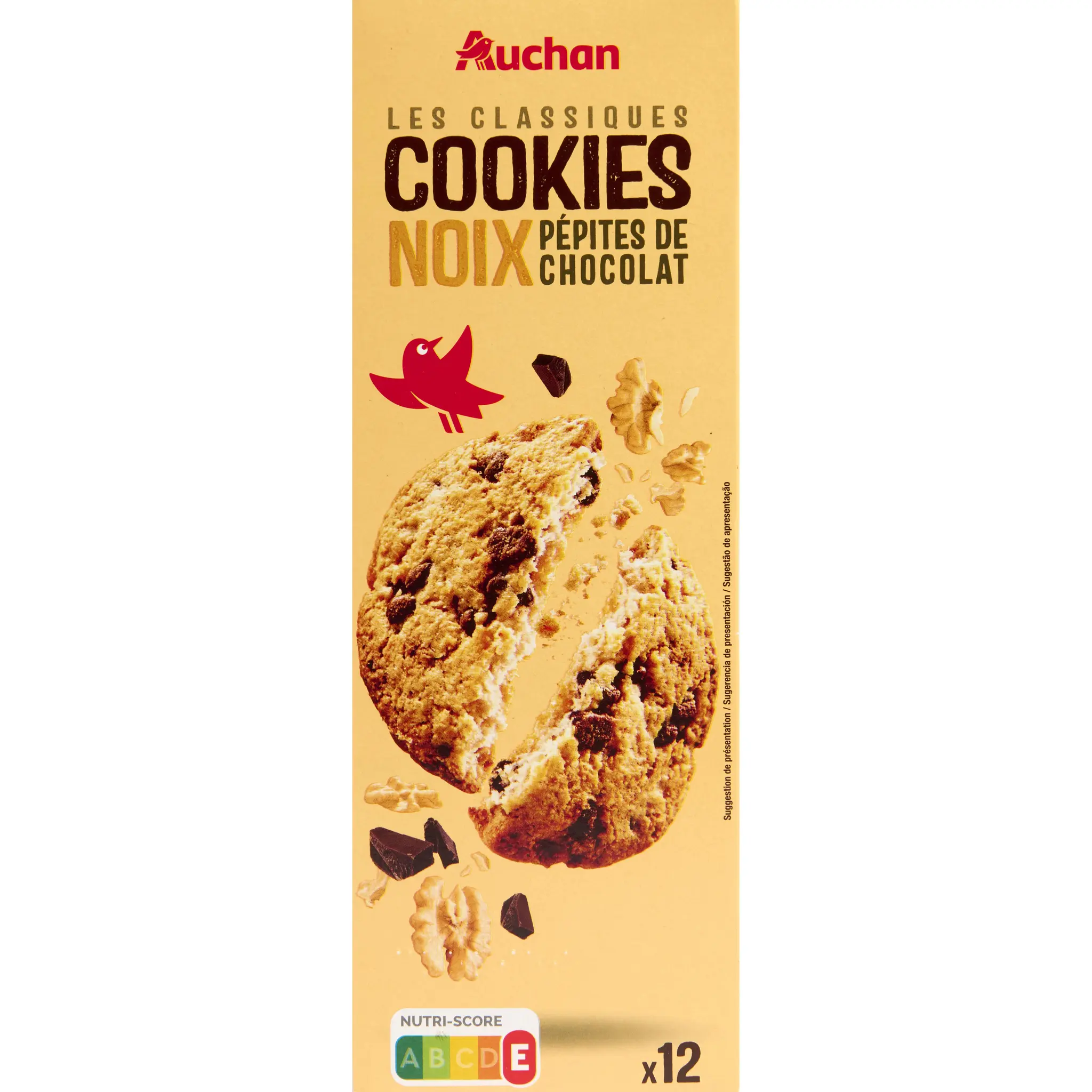 AUCHAN Cookies aux pépites de chocolat et aux noix